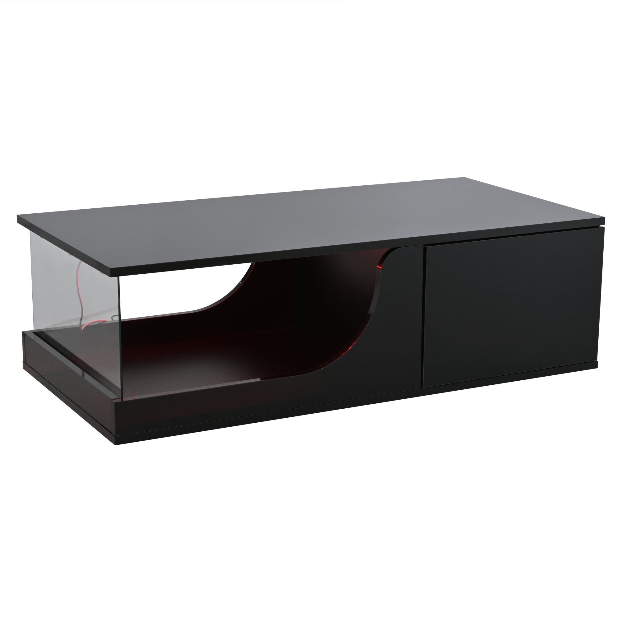 Logidon Zwarte hoogglans salontafel 100x50x30 cm LED-verlichting