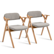 Logidon Klapstoelen Met Armleuningen Hout Grijs Set 2 Gestoffeerd