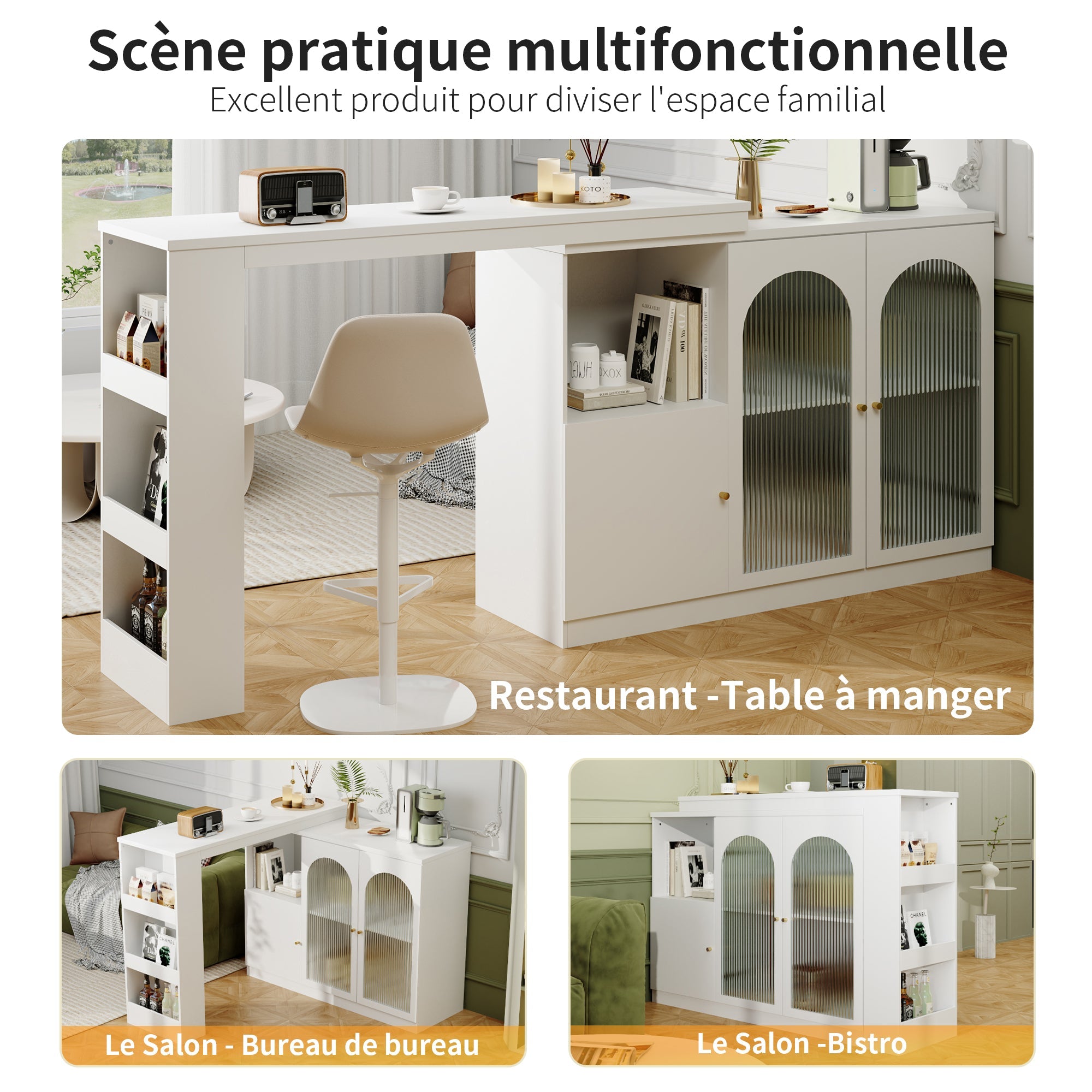 Logidon 360 graden draaibare bartafel 120x40x97 cm wit