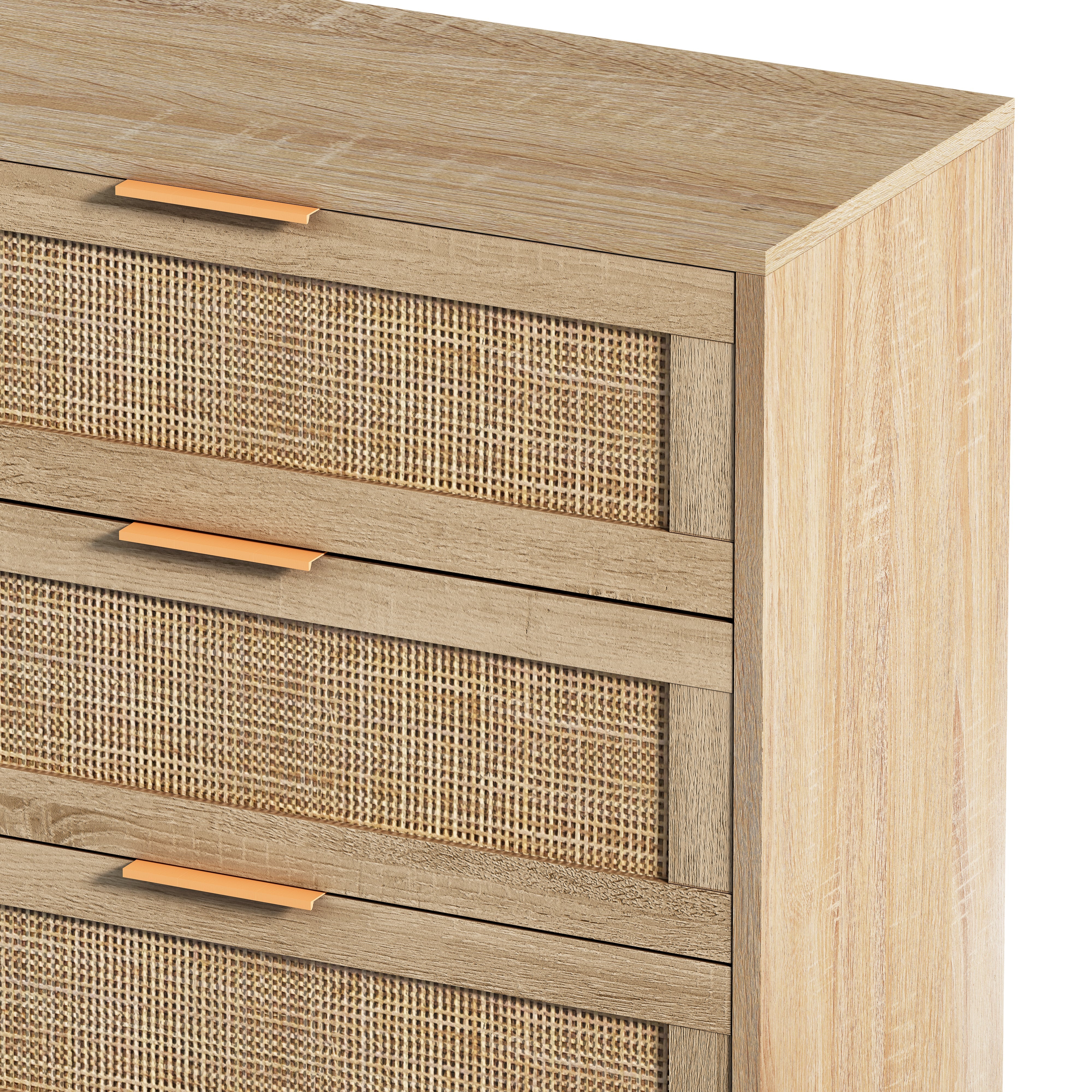 Logidon 130 cm rotan dressoir met 6 lades naturel rotan