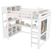 Logidon hoogslaper 140x200 cm met bureau en planken wit