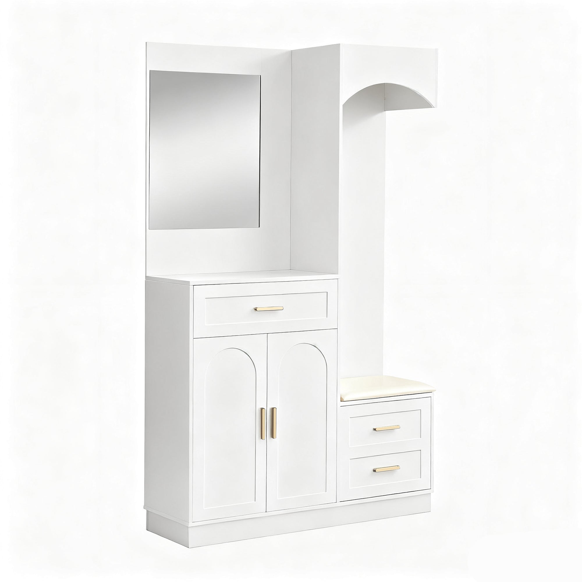 Logidon Moderne Kledingkastcombinatie Met Spiegel Wit 110x33x185 cm