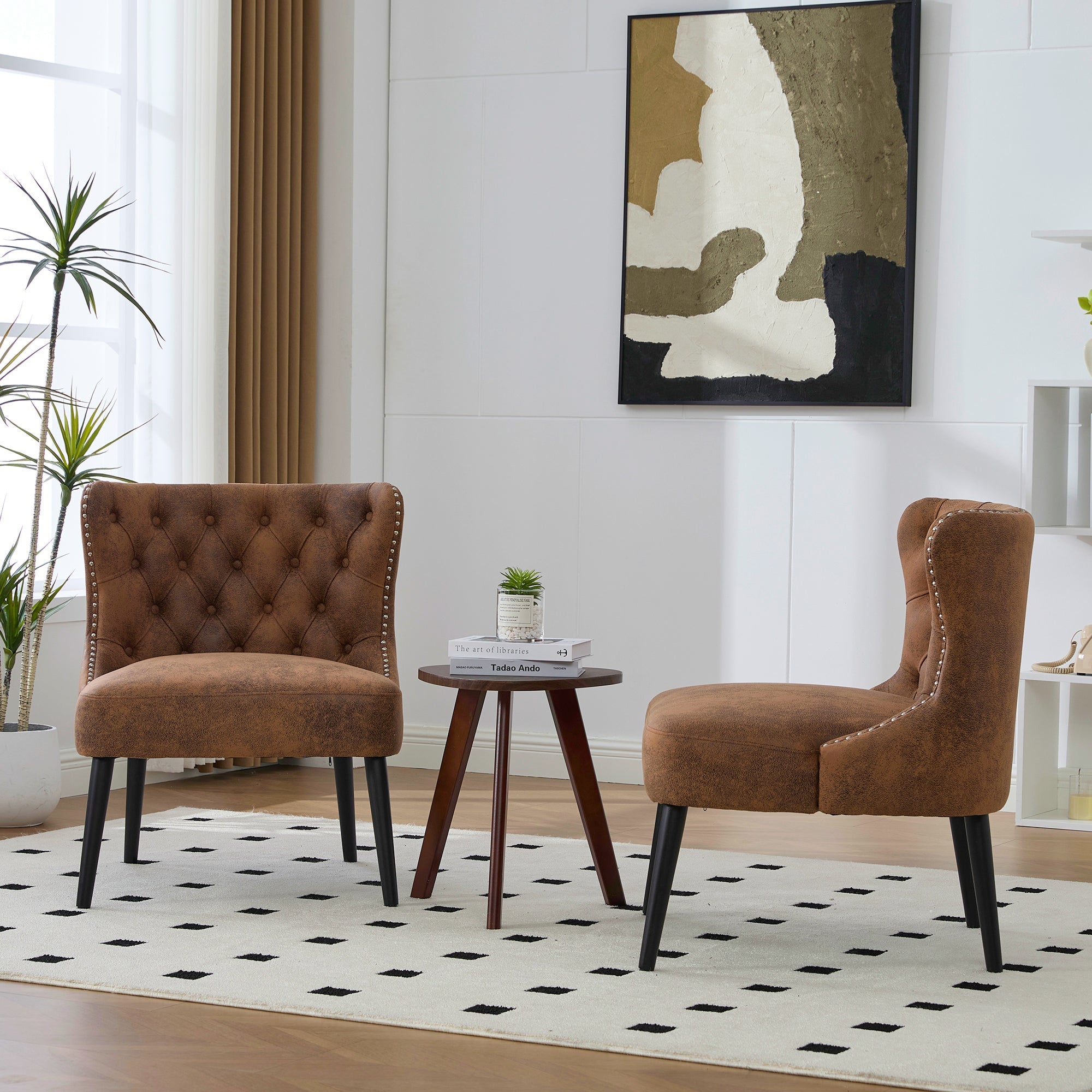 Logidon Tech stoffen fauteuil zonder armknop en klinknagels koffiebruin