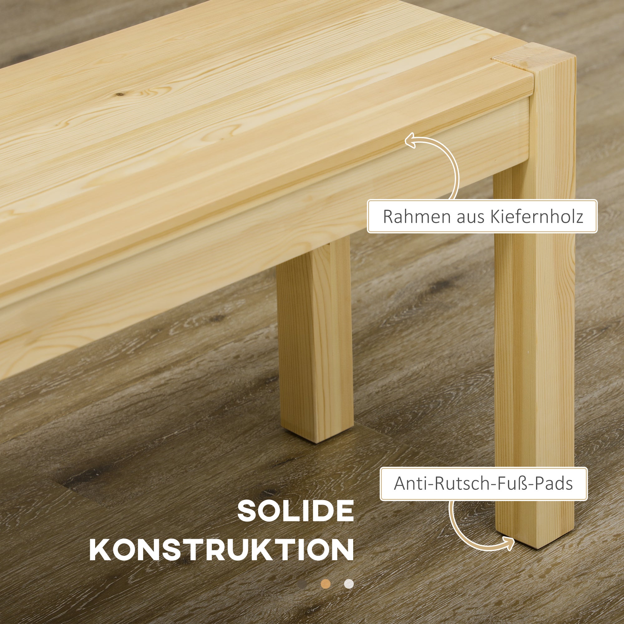 Logidon houten bank 3-zits naturel massief grenen 150 x 33 x 45 cm draagvermogen 330 kg