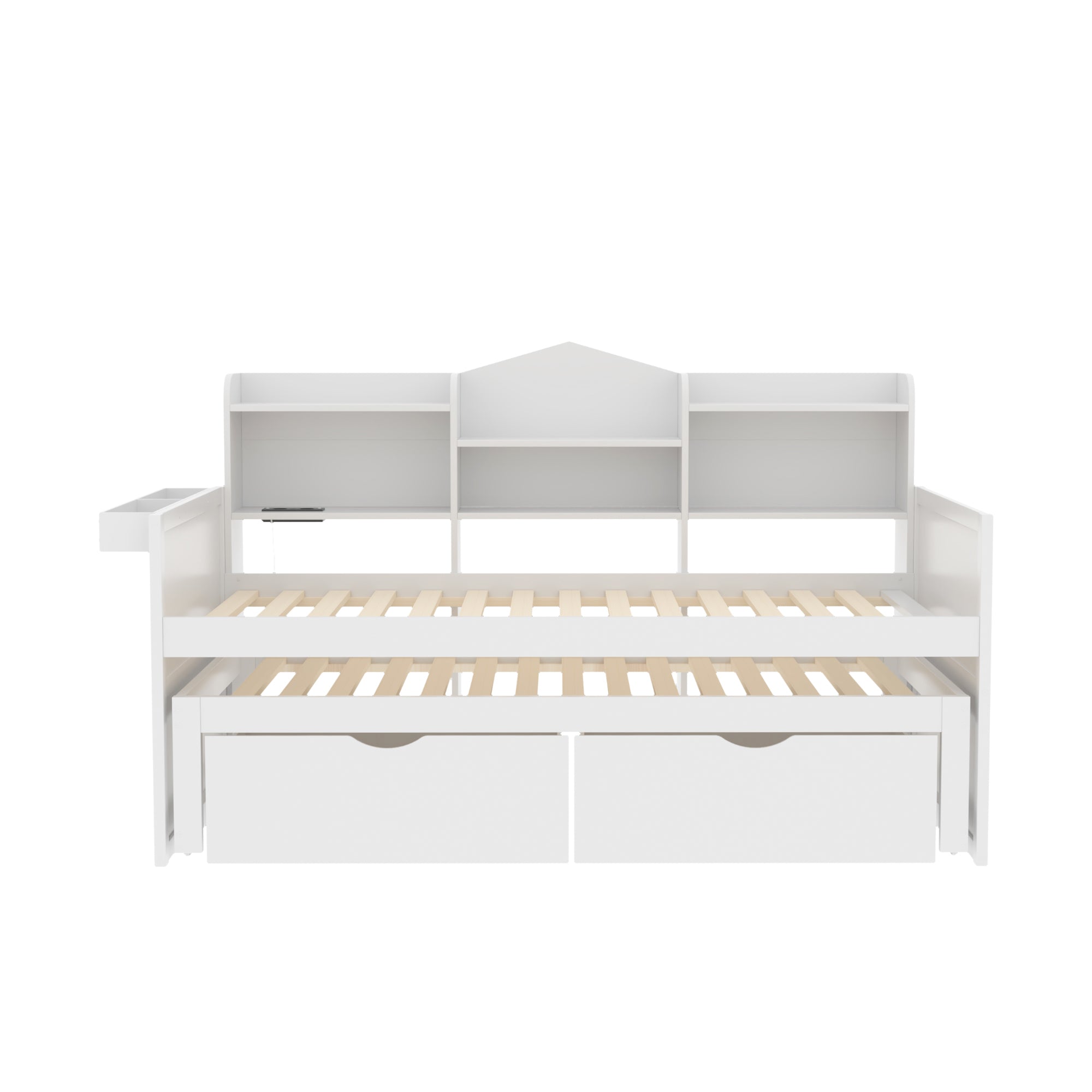 Logidon slaapbank 90x200 wit uitschuifbaar bed 90x190 twee laden