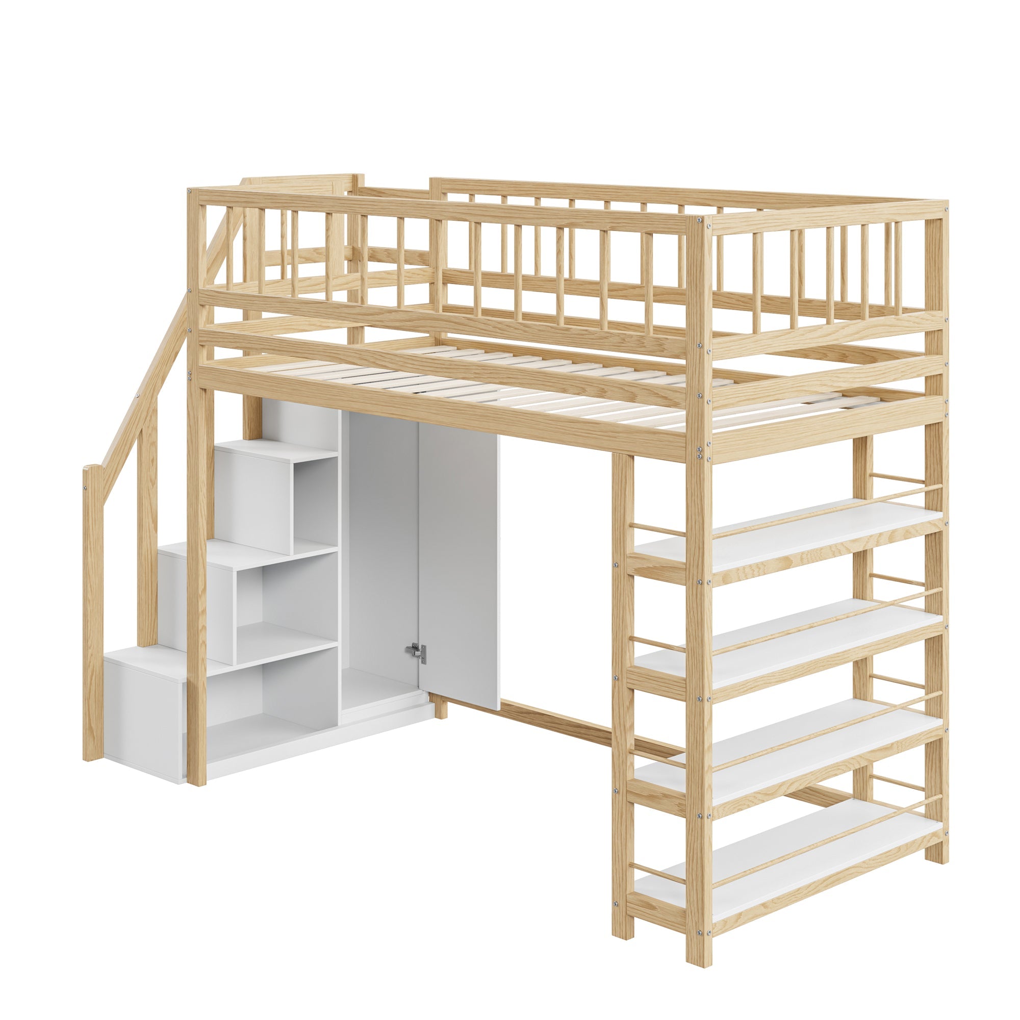 Logidon loft bed 90x200 cm with wardrobe and storage space combination bed