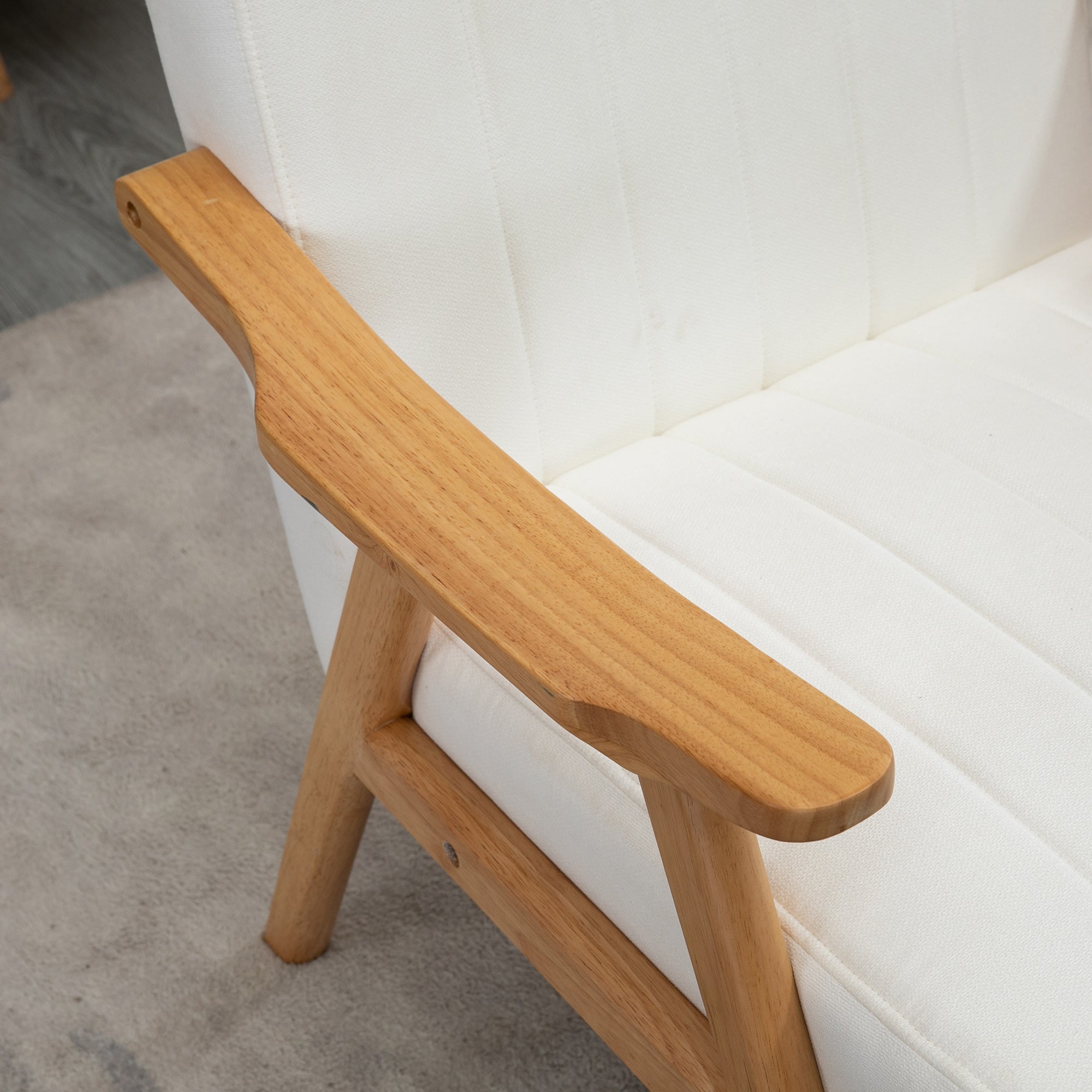 Logidon gestoffeerde stoel fluweellook crème armleuningen 68x74x82 cm