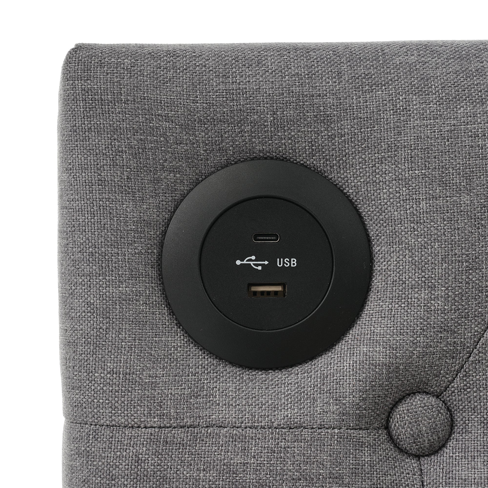 Logidon upholstered daybed 90x200 gray USB-C charging function 2 drawers