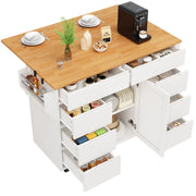 Logidon Modern Keukeneiland Uitschuifbare Keukentrolley Wit 8 Laden