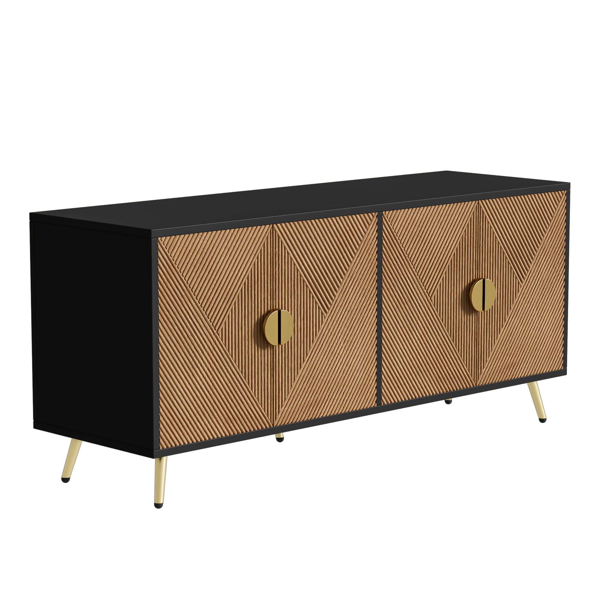 Logidon Dressoir 160 cm Bruin Vier Deuren Met Gouden Handgrepen