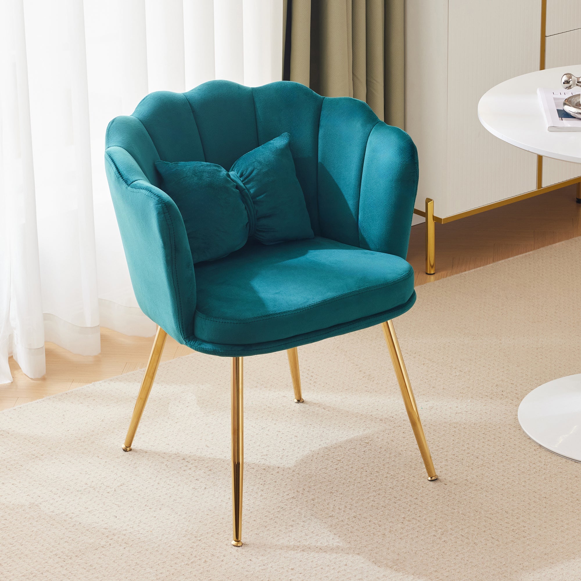 Logidon Modern Velvet Armchair Green With Gold Legs