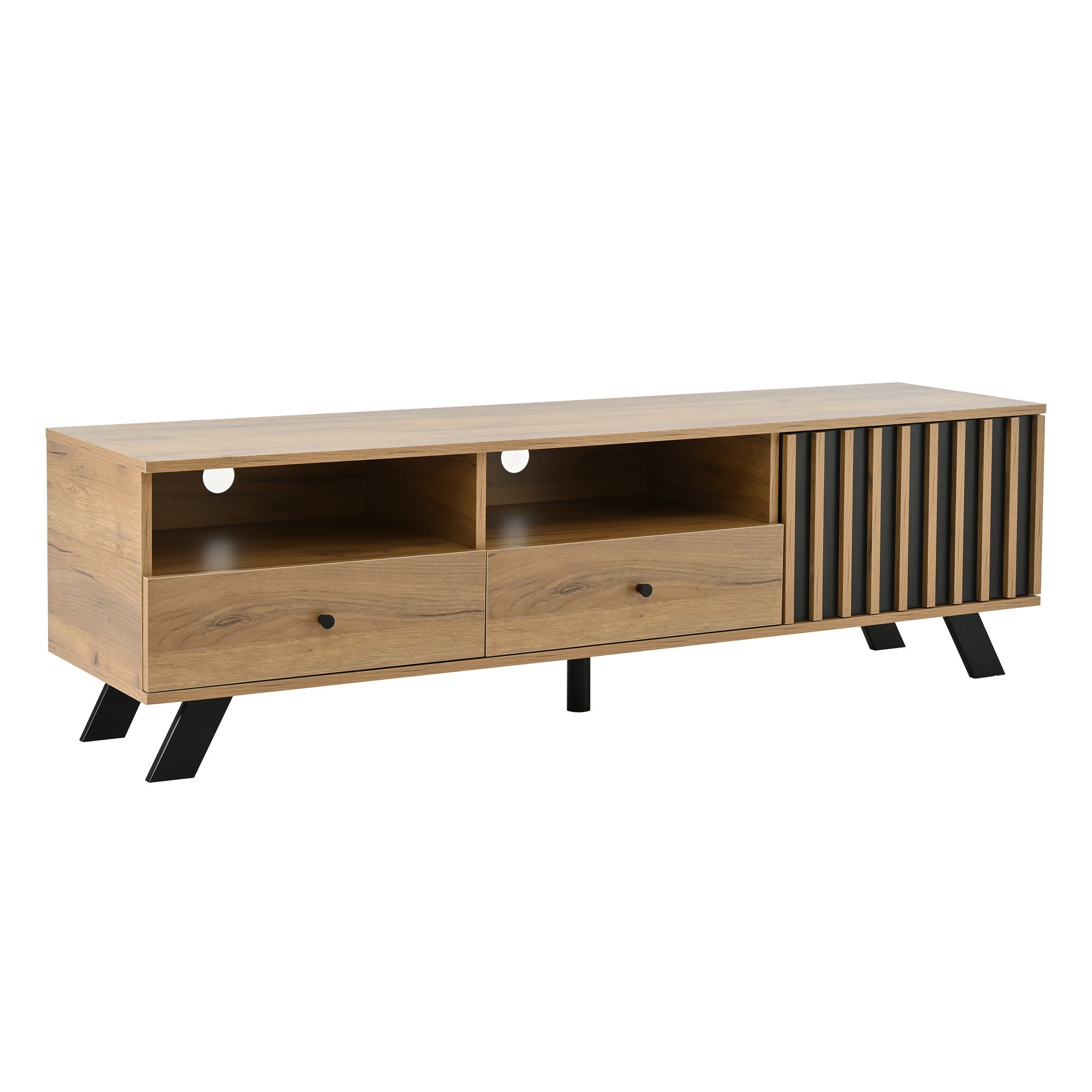 Logidon TV-meubel 150 x 38 x 44 cm natuurlijke houtlook 2 lades
