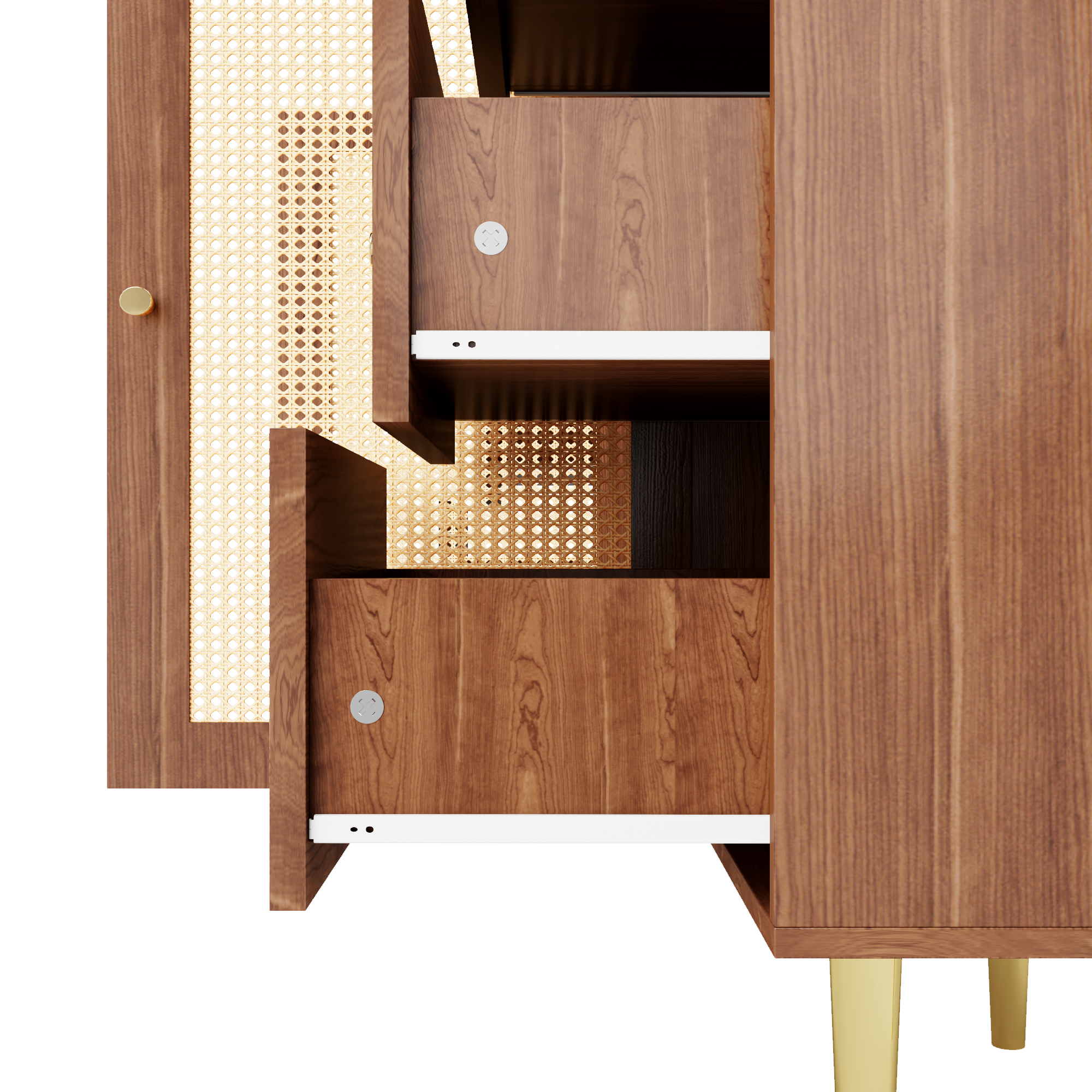Logidon Rotan Dressoir Bruin 160x40x90 cm met Lade