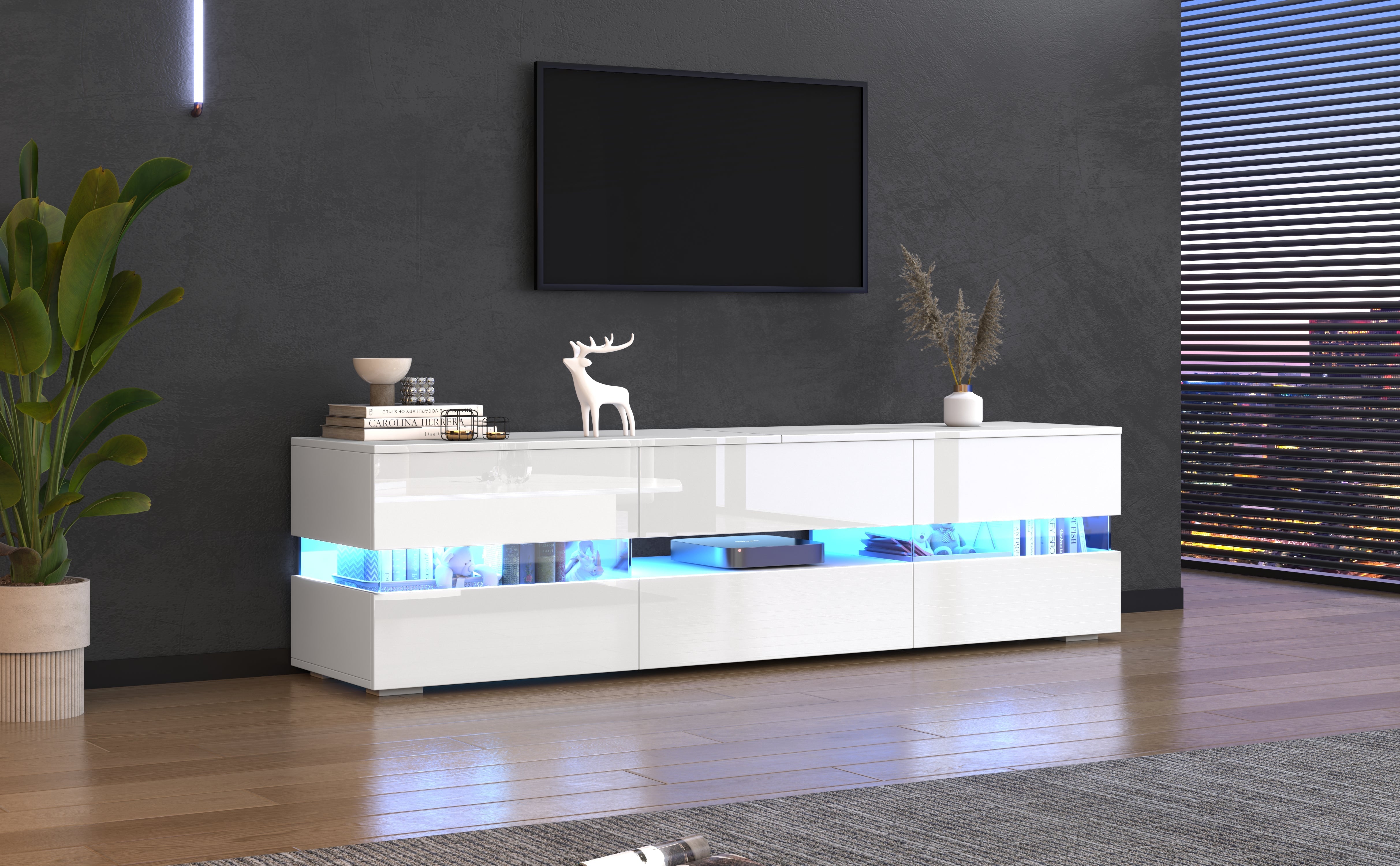 Logidon Wit hoogglans TV-meubel LED-verlichting 160x39x45 cm
