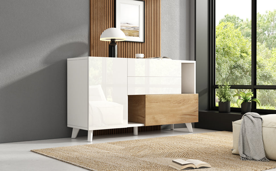 Logidon dressoir hoogglans wit 130x40x70 cm met opbergruimte