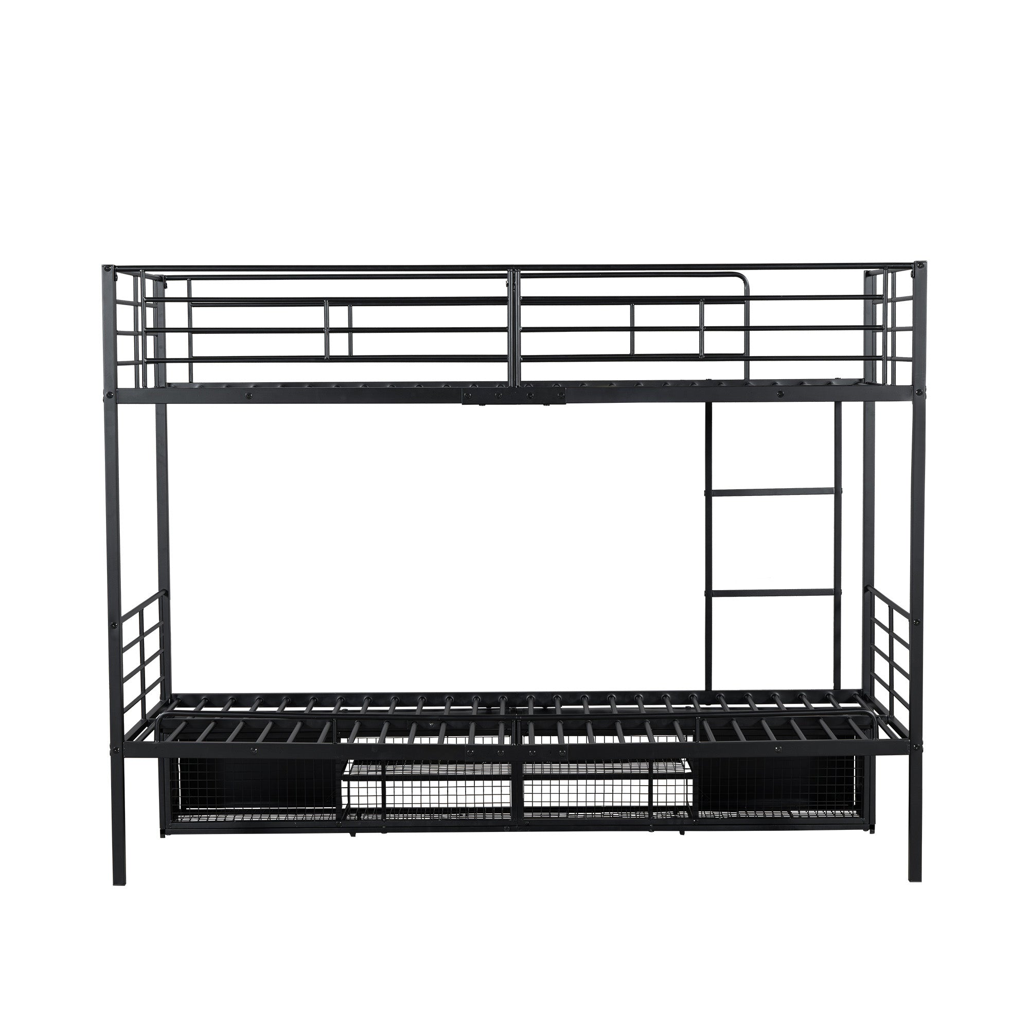 Logidon stapelbed ijzeren frame zwart 90x200 cm met schoenenrek