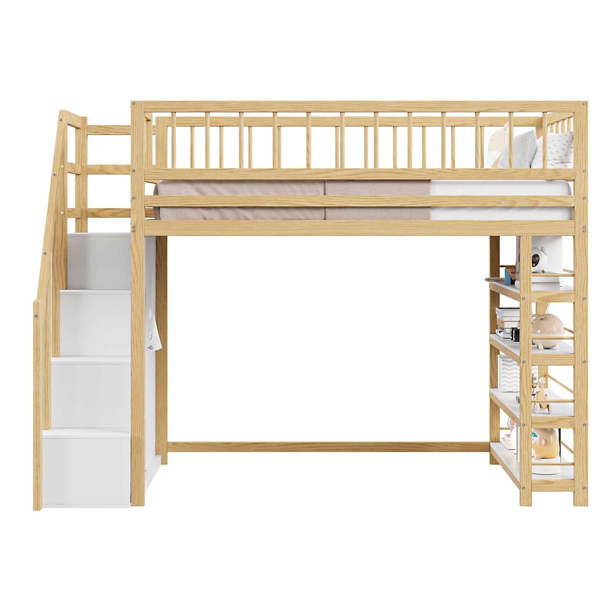 Logidon loft bed 90x200 cm with wardrobe and storage space combination bed