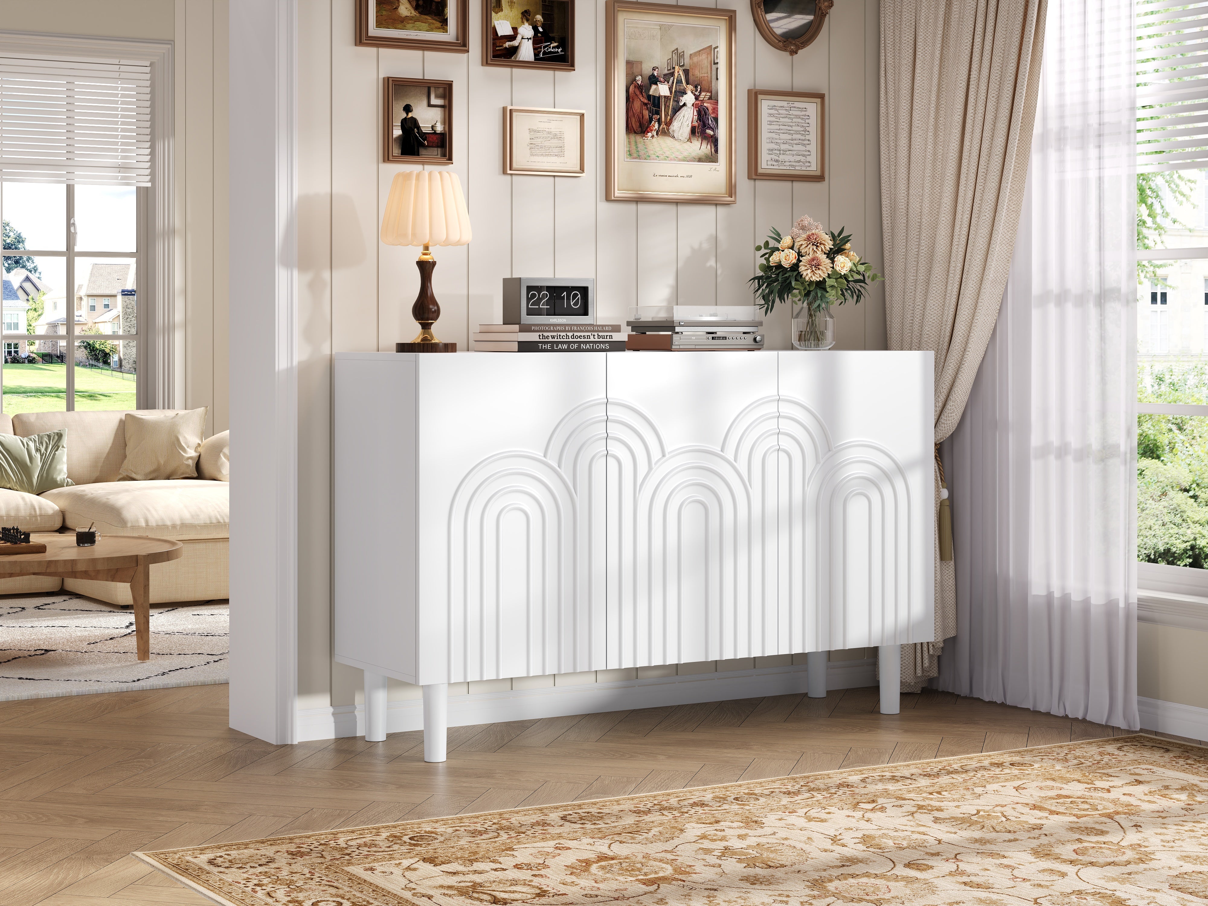 Logidon Dressoir 120x38,5x79 cm Wit MDF met 3 deuren