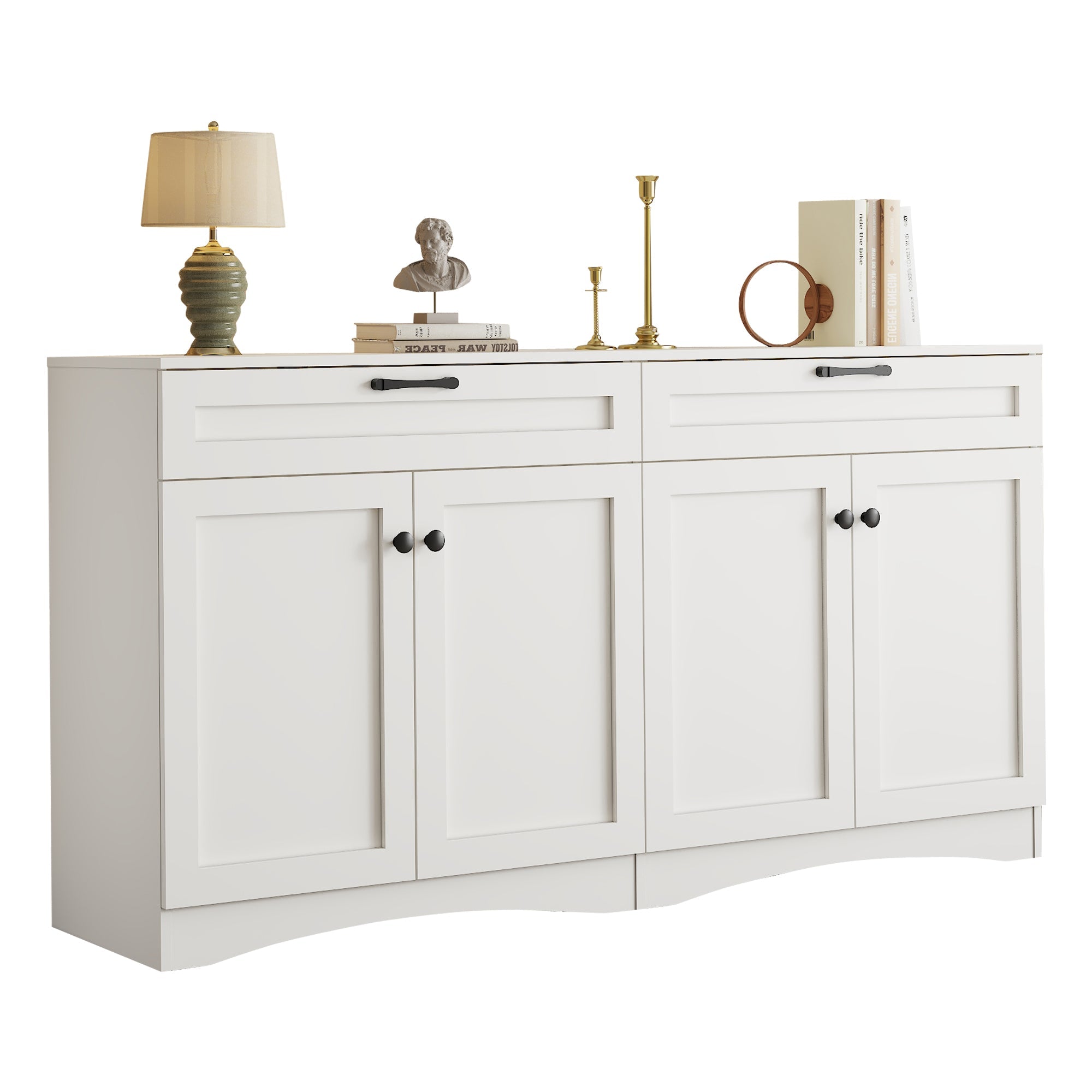 Logidon Dressoir 160 x 40 x 85 cm – Wit dressoir met 2 lades