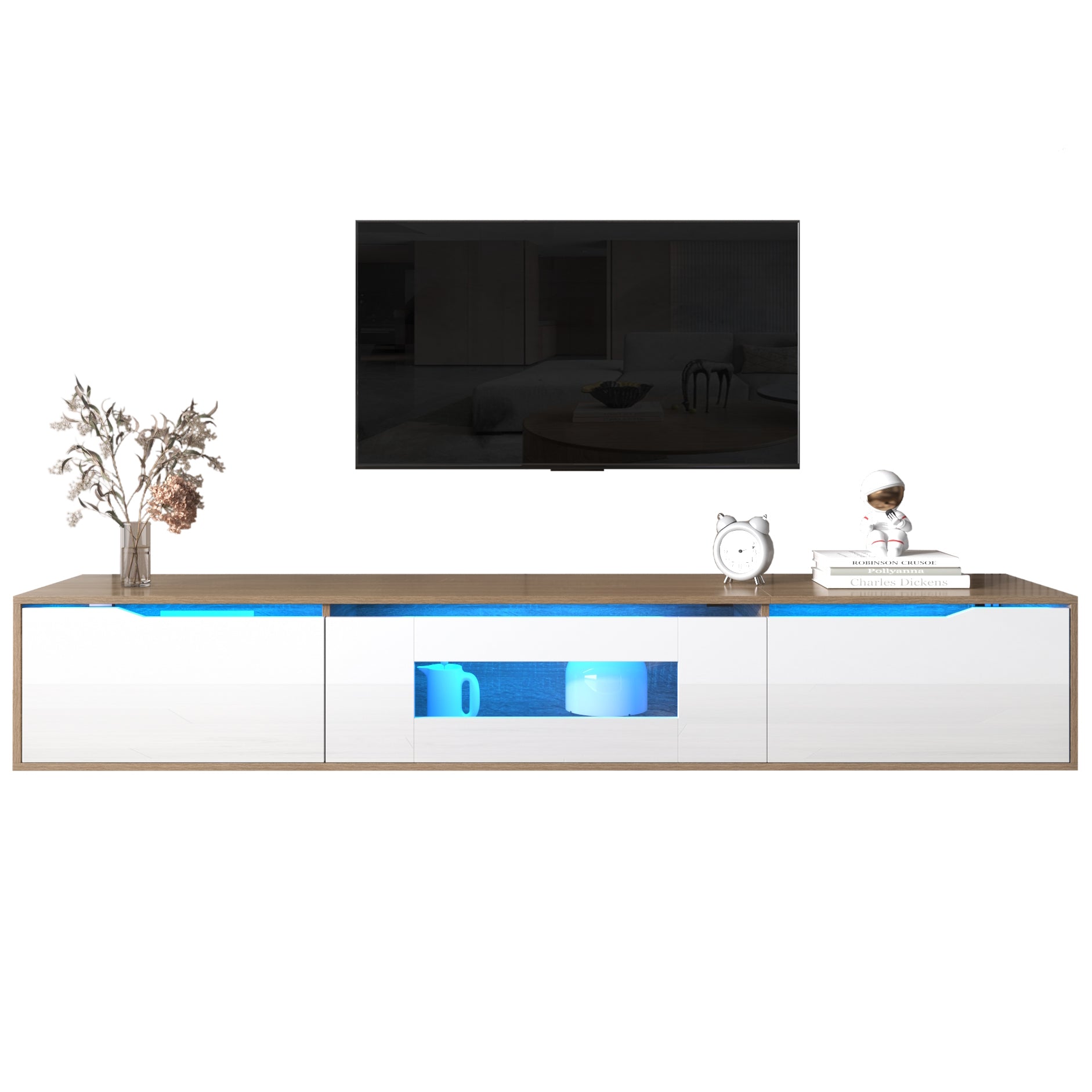 Logidon TV-meubel 180 cm hoogglans wit met kleurwisselende LED