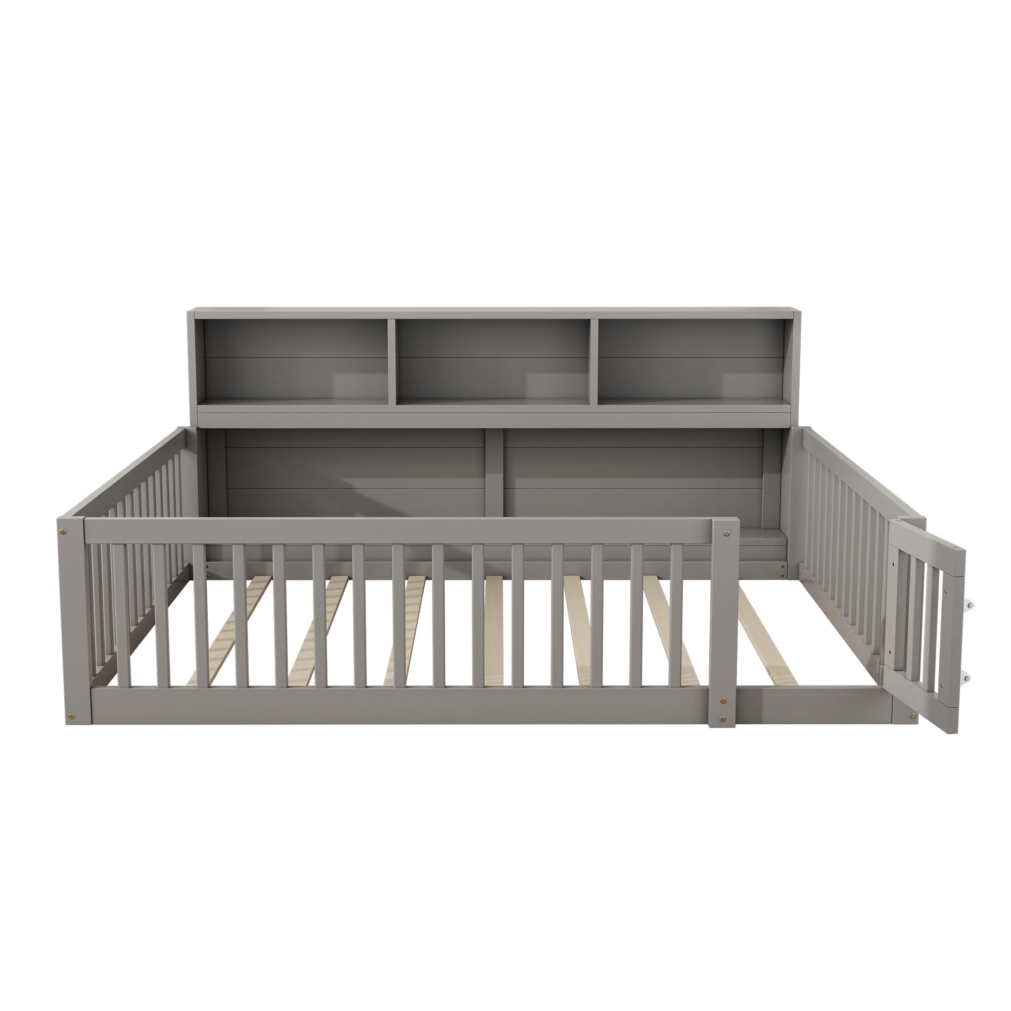 Logidon Daybed 140x200 grijze slaapbank met opbergvak en lattenbodem