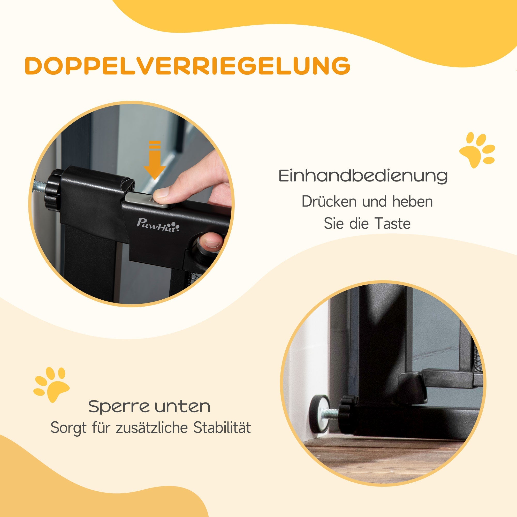 Logidon PawHut Deurveiligheidshek Zonder boren 75-103 cm Zwart Staal