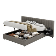 Logidon Gestoffeerd bed 160x200 cm met hydraulische opbergruimte grijs zwart