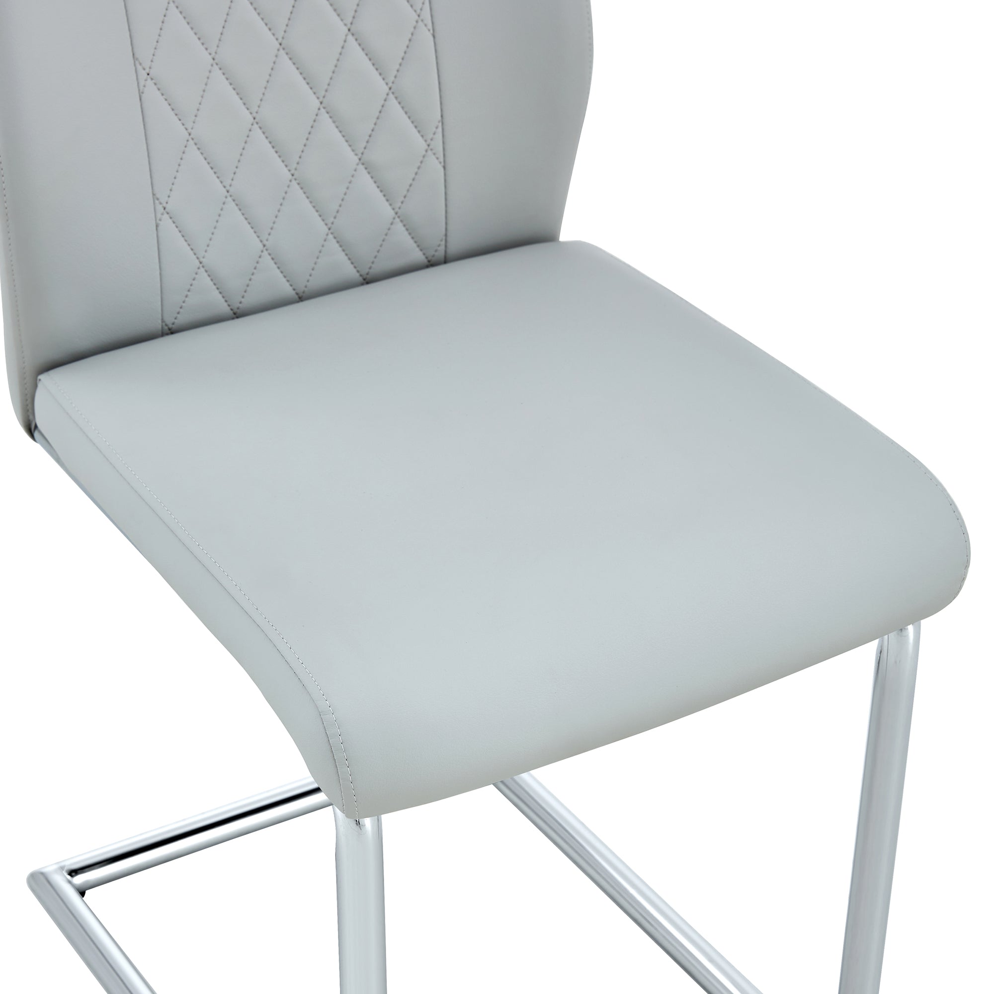 Logidon Scandinavische stijl lichtgrijze PU eetkamerstoelenset met vier stoelen