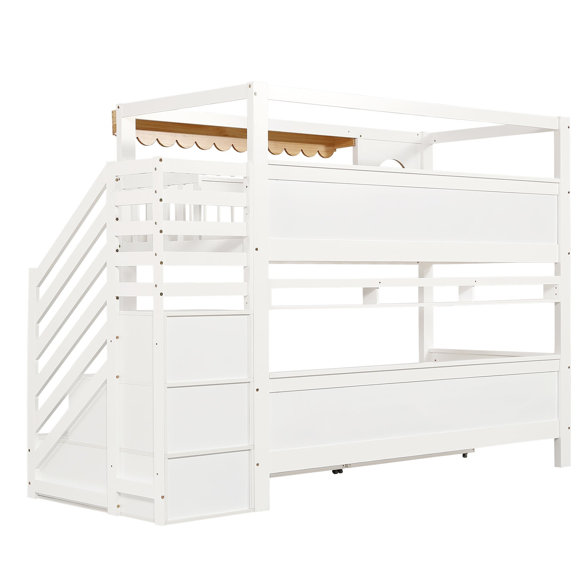 Logidon stapelbed 90x200 cm wit-naturel met trapkast
