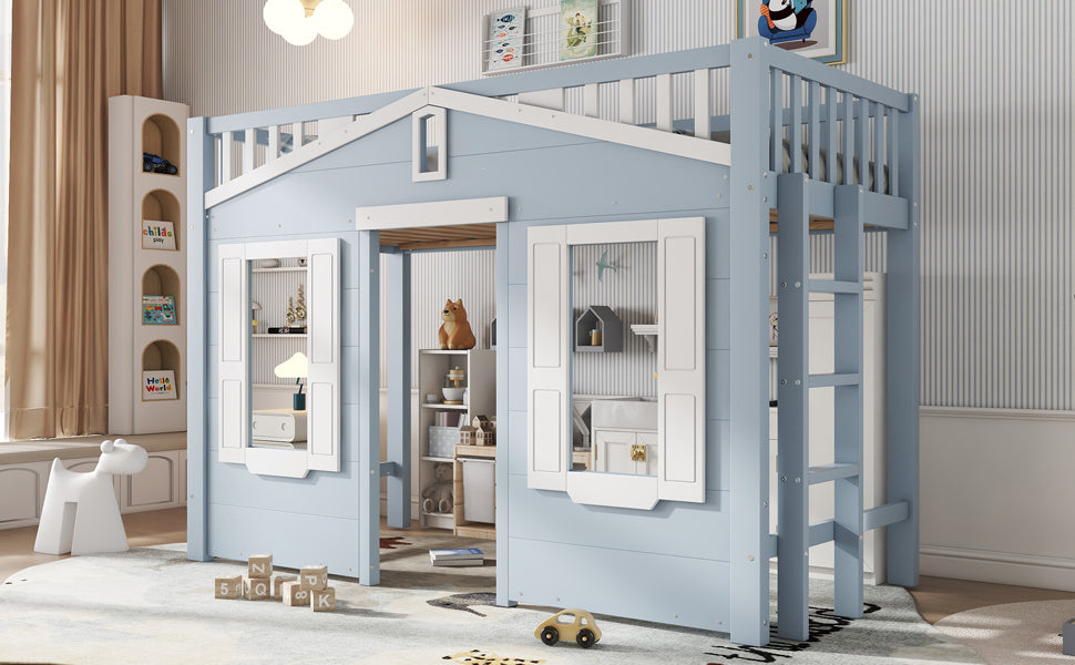 Logidon hoogslaper blauw 90x200 kinderbed met ruimte onder het bed