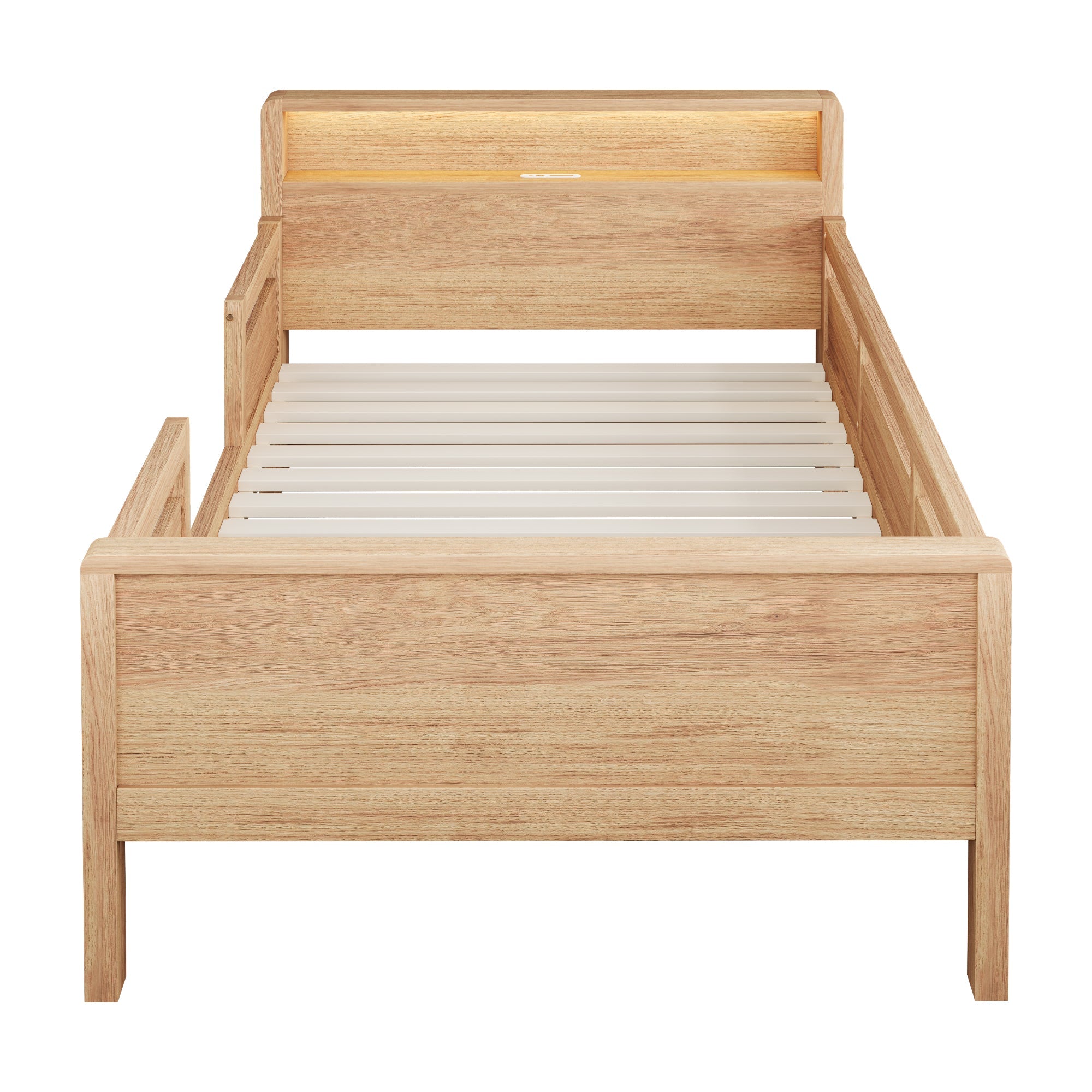 Logidon houten bed 90x200 cm naturel met USB-C stopcontact en LED