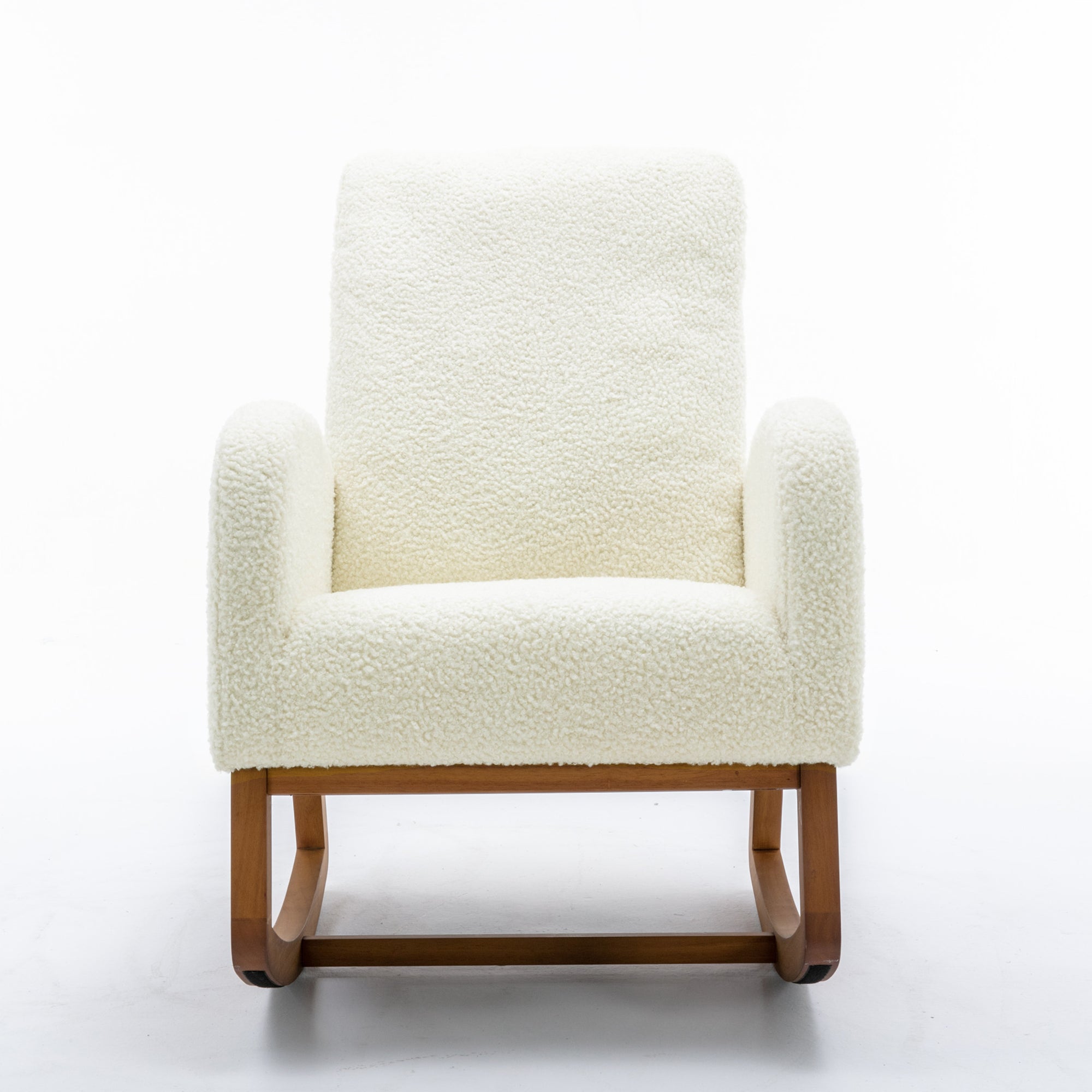 Logidon Fluwelen Witte Schommelstoel Mid Century Modern Gestoffeerd