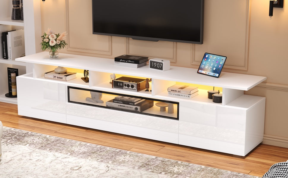 Logidon TV-meubel wit 180x38x45 cm met LED-verlichting 2 deuren 1 lade