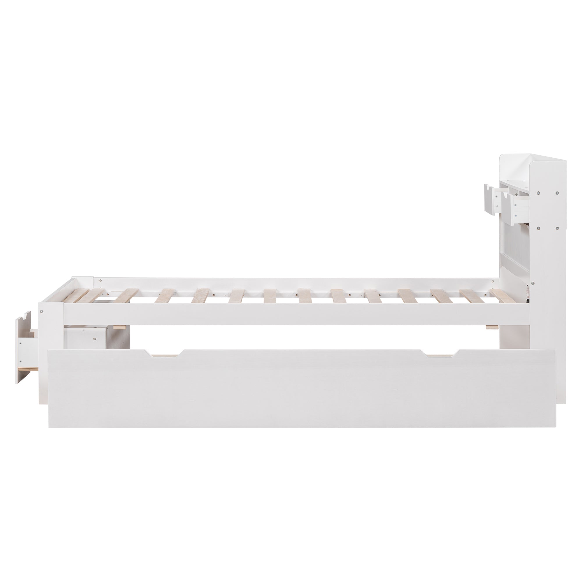 Logidon jeugd- en kinderbed 90x190 cm met USB poort opbergruimte wit
