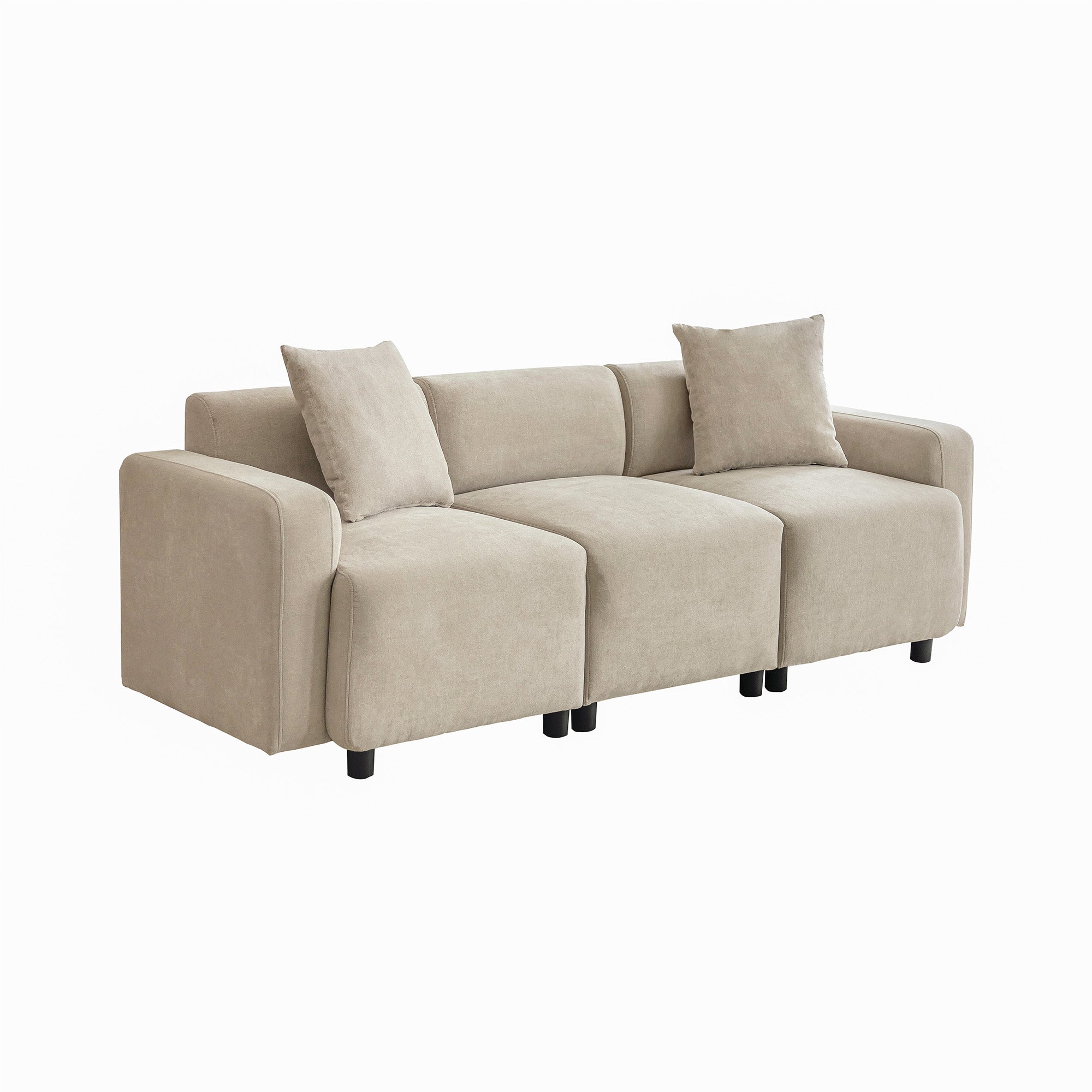 Logidon Regular Sofa Beige Chenille 3 Seater Living Room Sofa