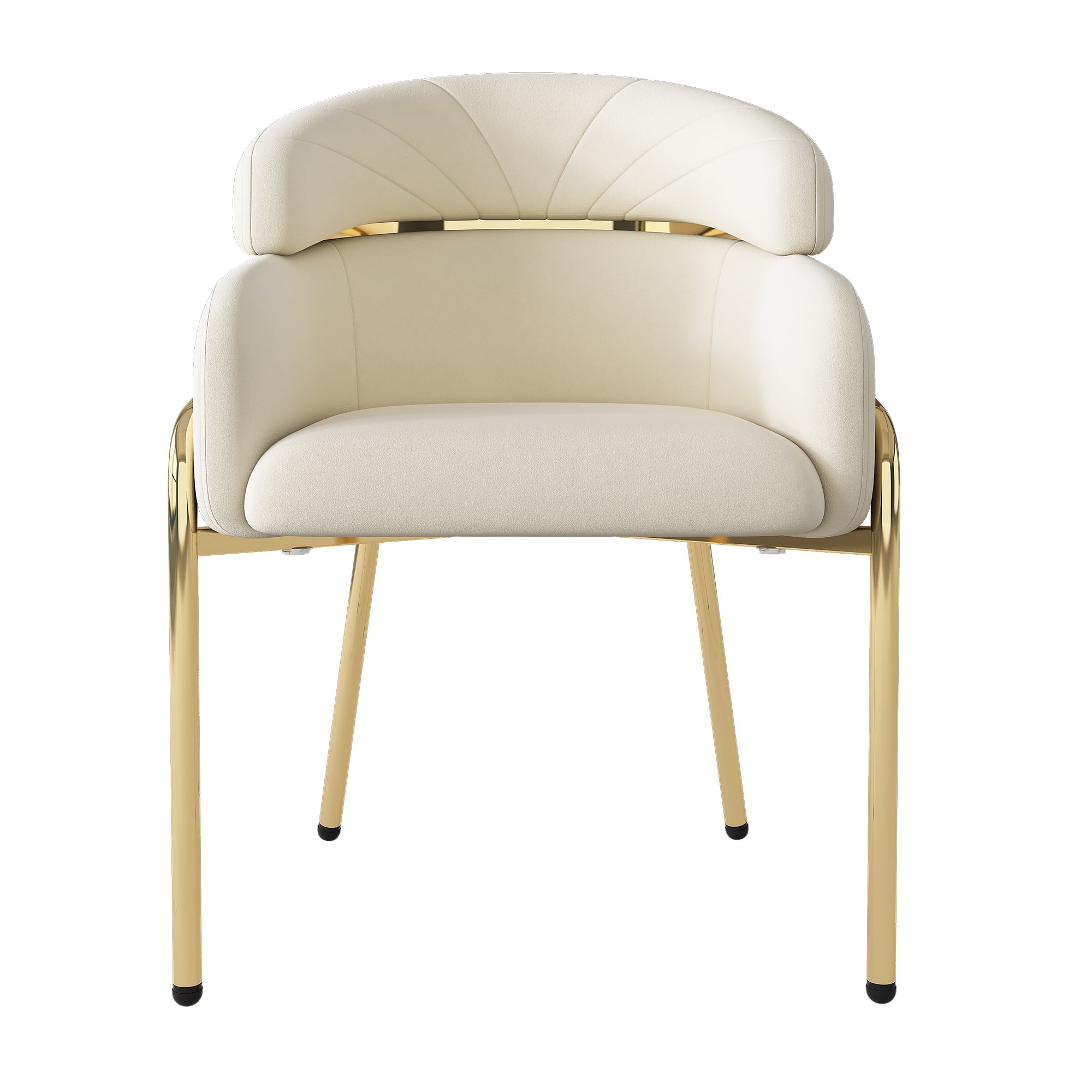 Logidon Dining Chair Set of 2 Beige Velvet with Golden Legs