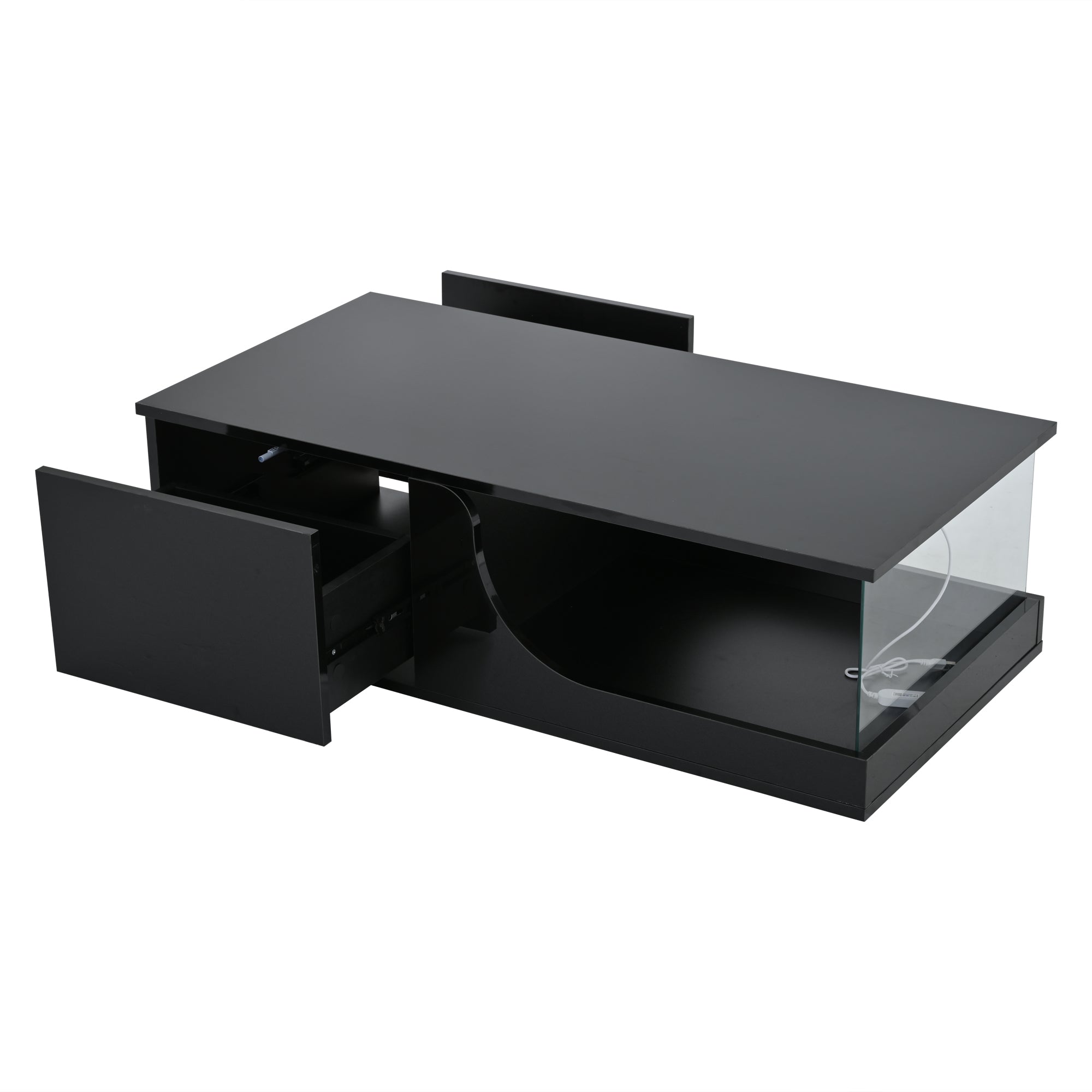 Logidon Zwarte hoogglans salontafel 100x50x30 cm LED-verlichting