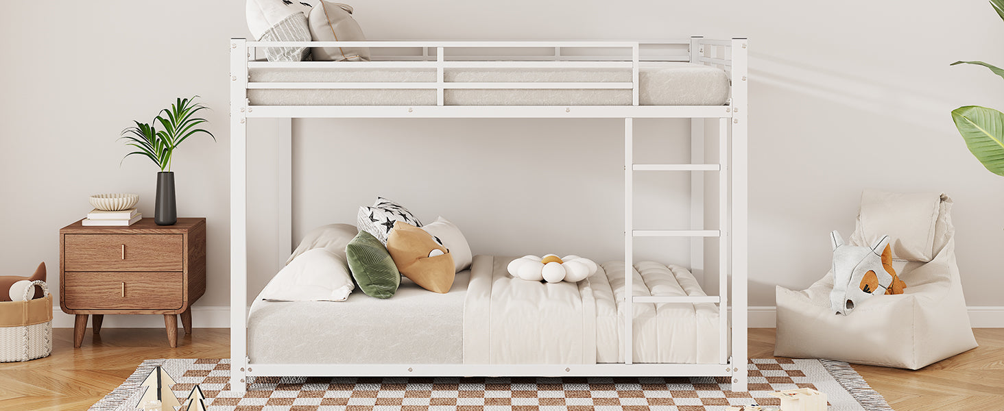 Logidon Bunk Bed 140x200 Metal White Safety Railing