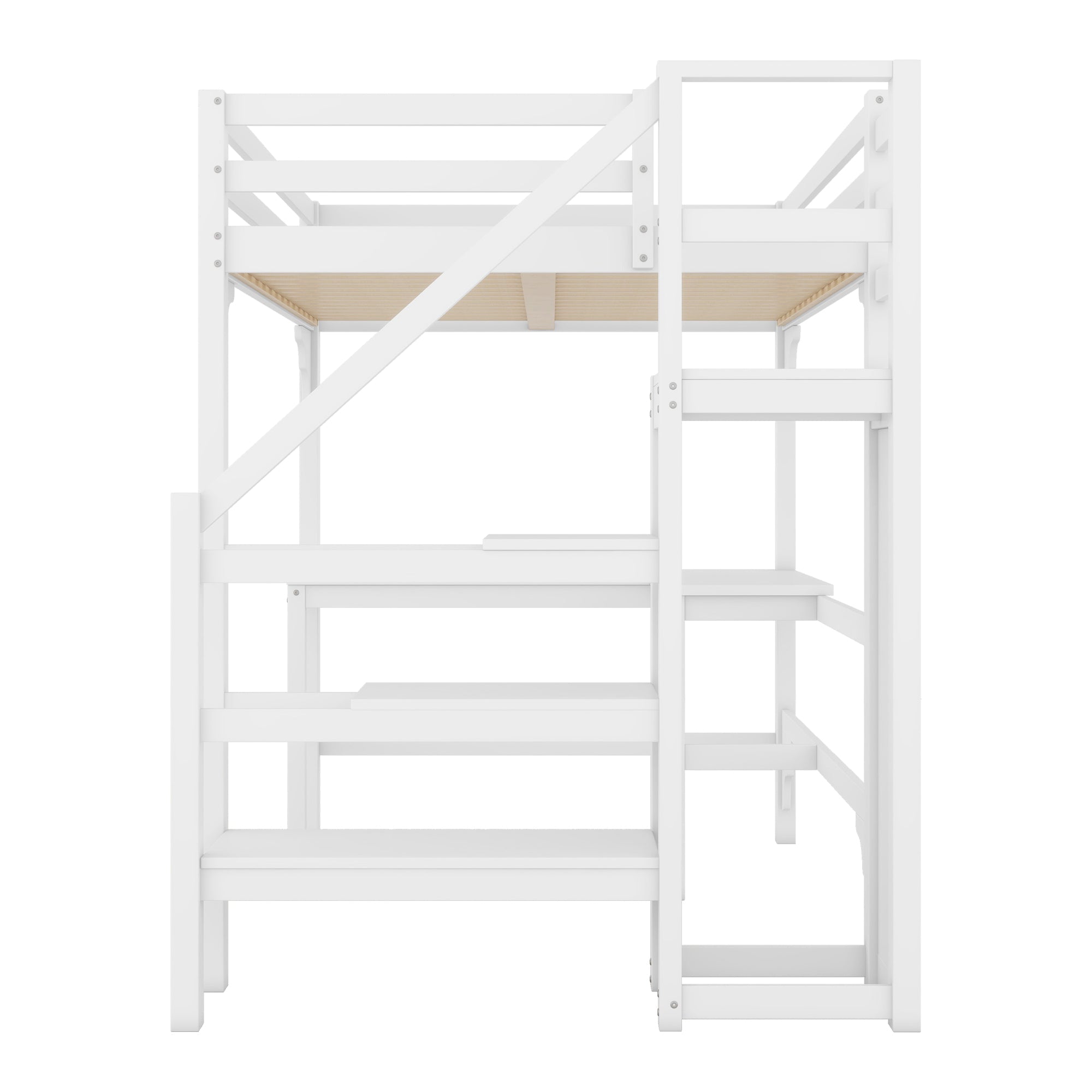 Logidon hoogslaper 140x200 cm wit met L-vormig bureau en opbergruimte