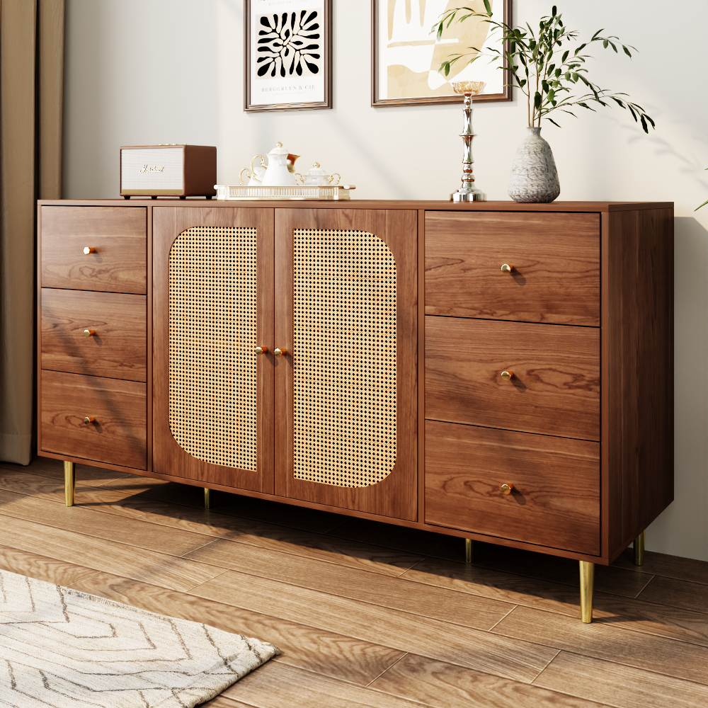 Logidon Rotan Dressoir Bruin 160x40x90 cm met Lade