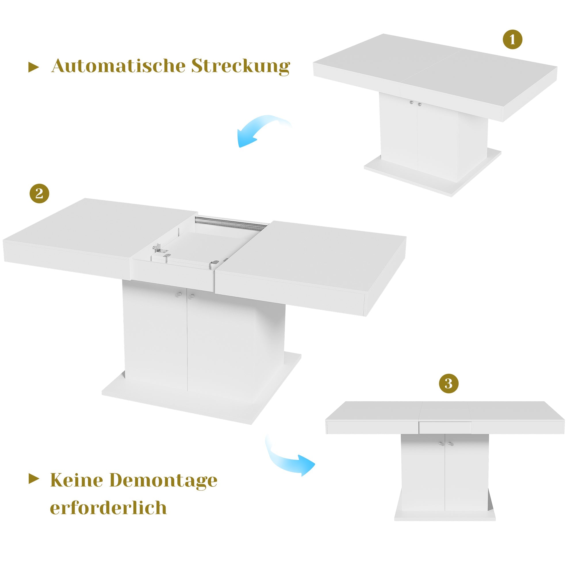 Logidon uitschuifbare eettafel L140/180 cm wit met opbergruimte