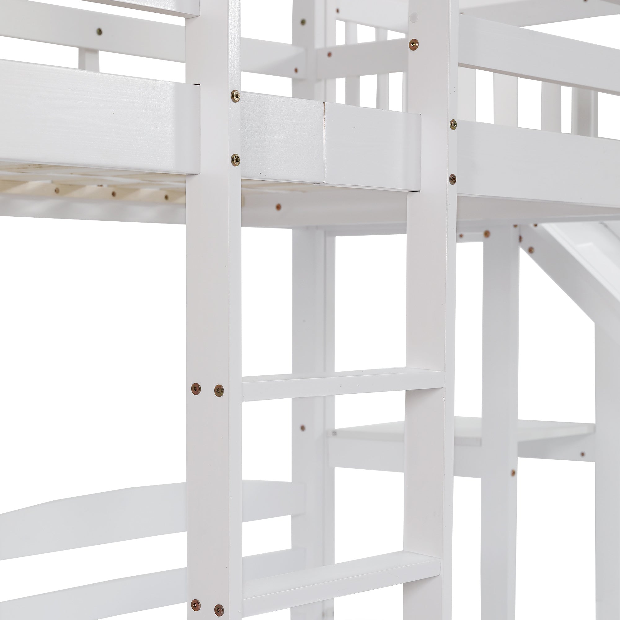 Logidon stapelbed met glijbaan wit 90x200cm drietrapsladder