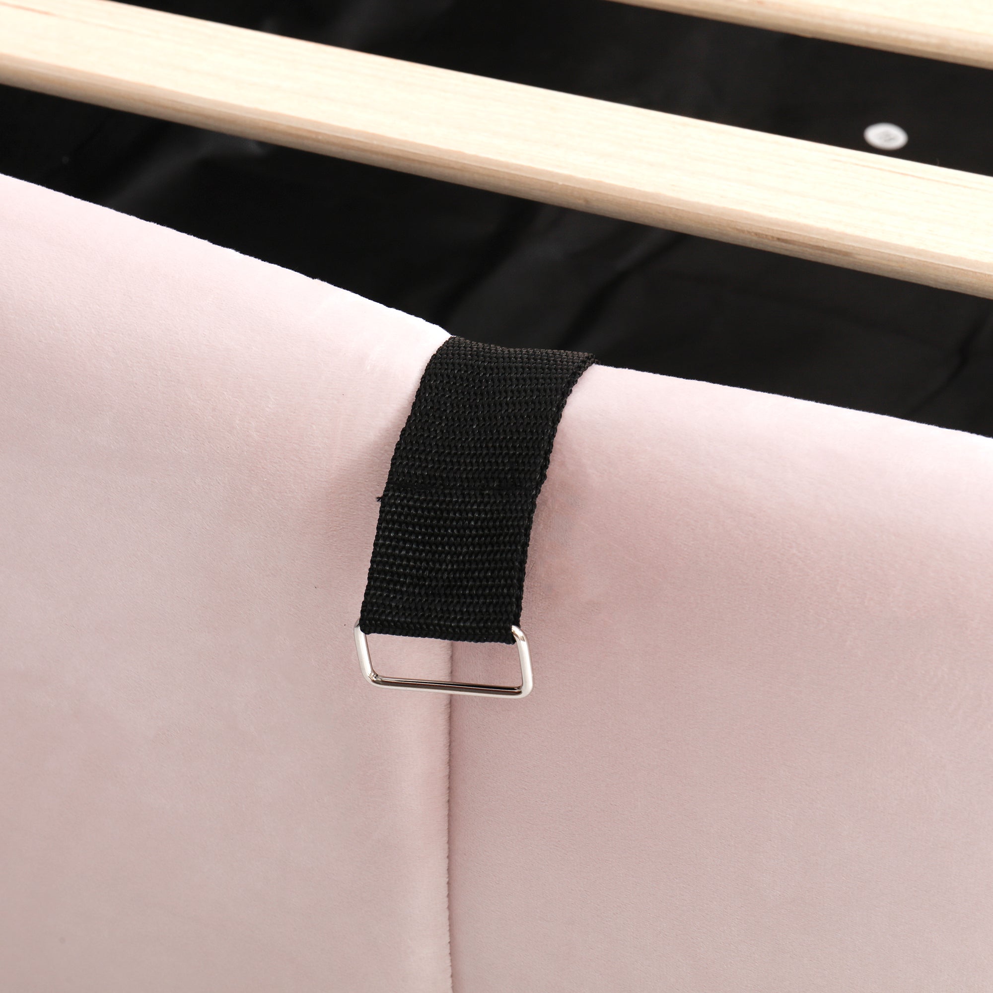 Logidon fluweel gestoffeerd bed roze 90x200 met lattenbodem en opbergruimte