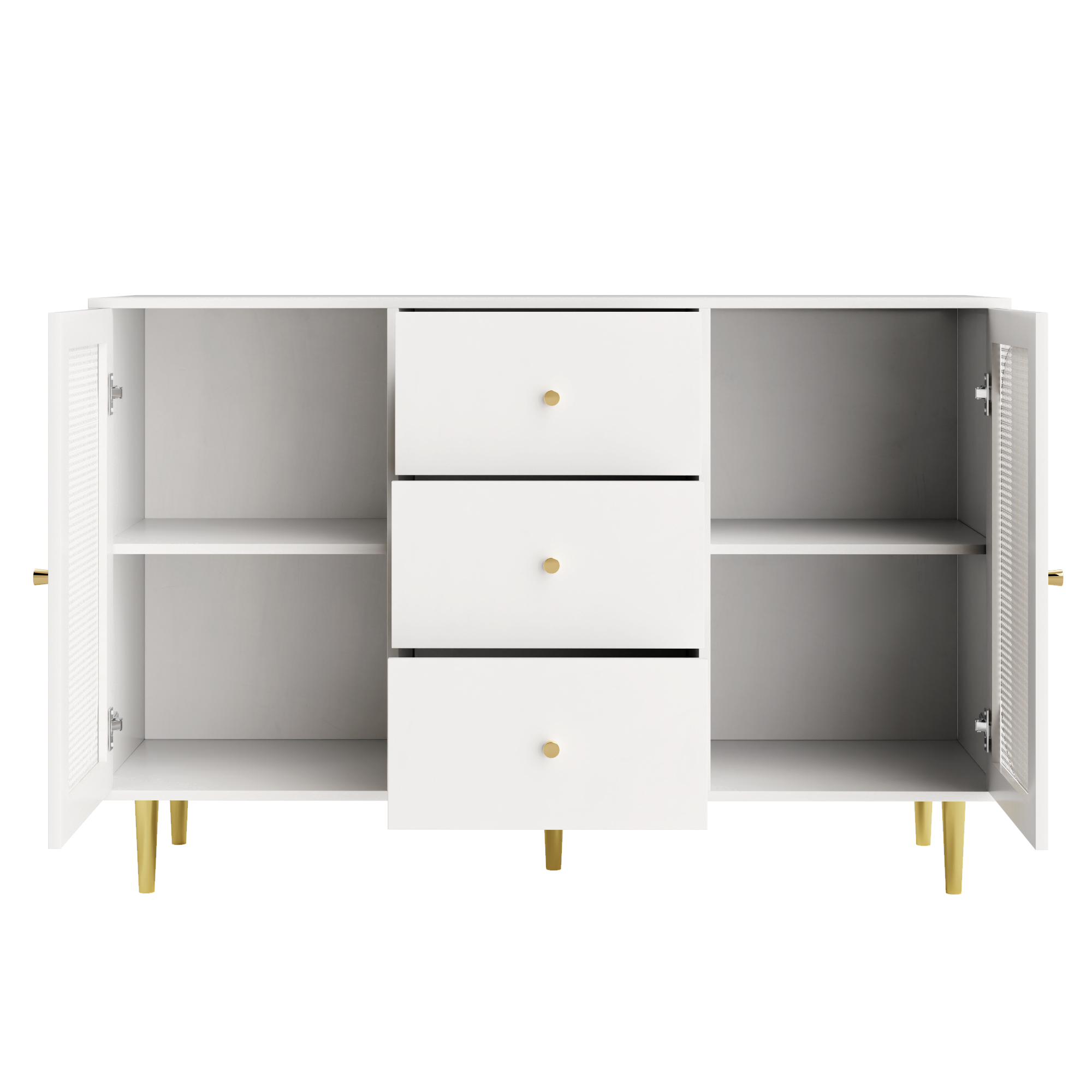 Logidon dressoir met rotan deuren wit 120 x 40 x 90 cm