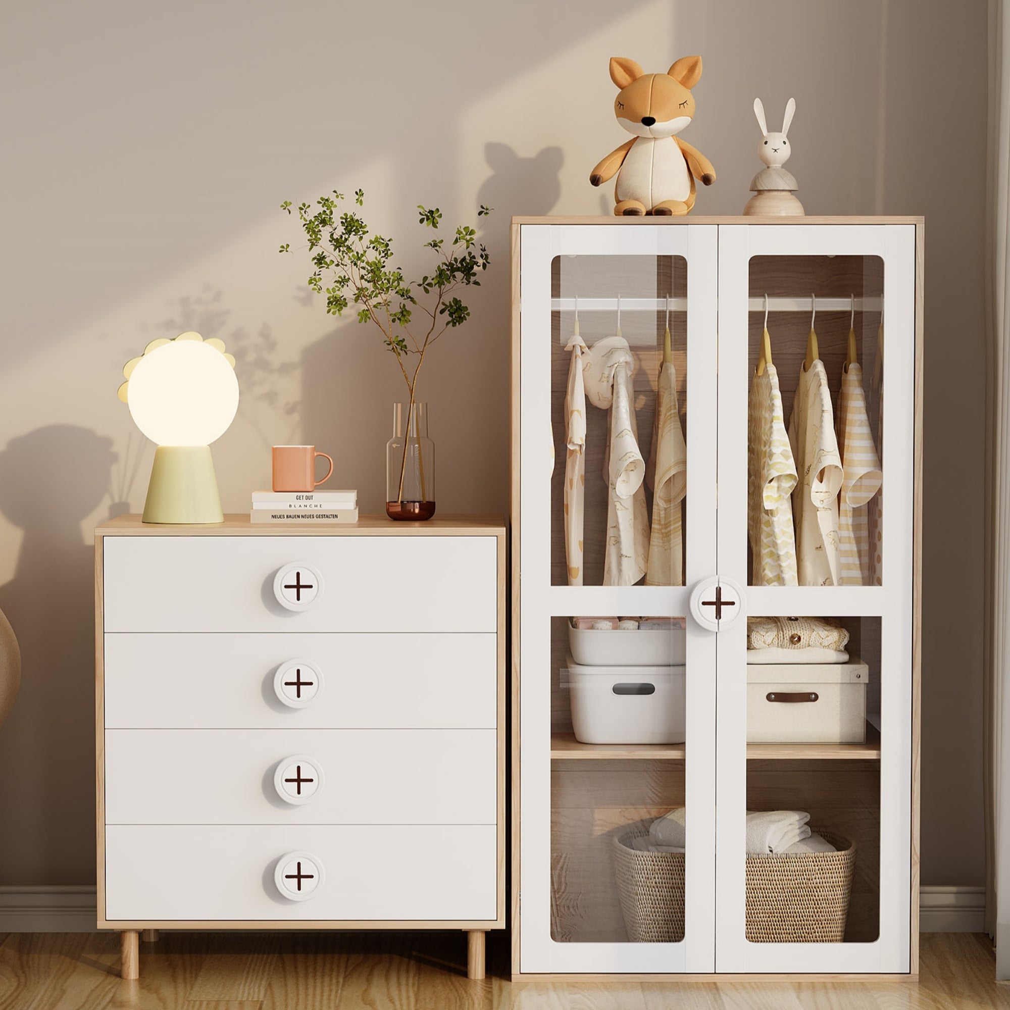 Logidon Kledingkastset Wit Met Glazen Deur 80x50x150 cm