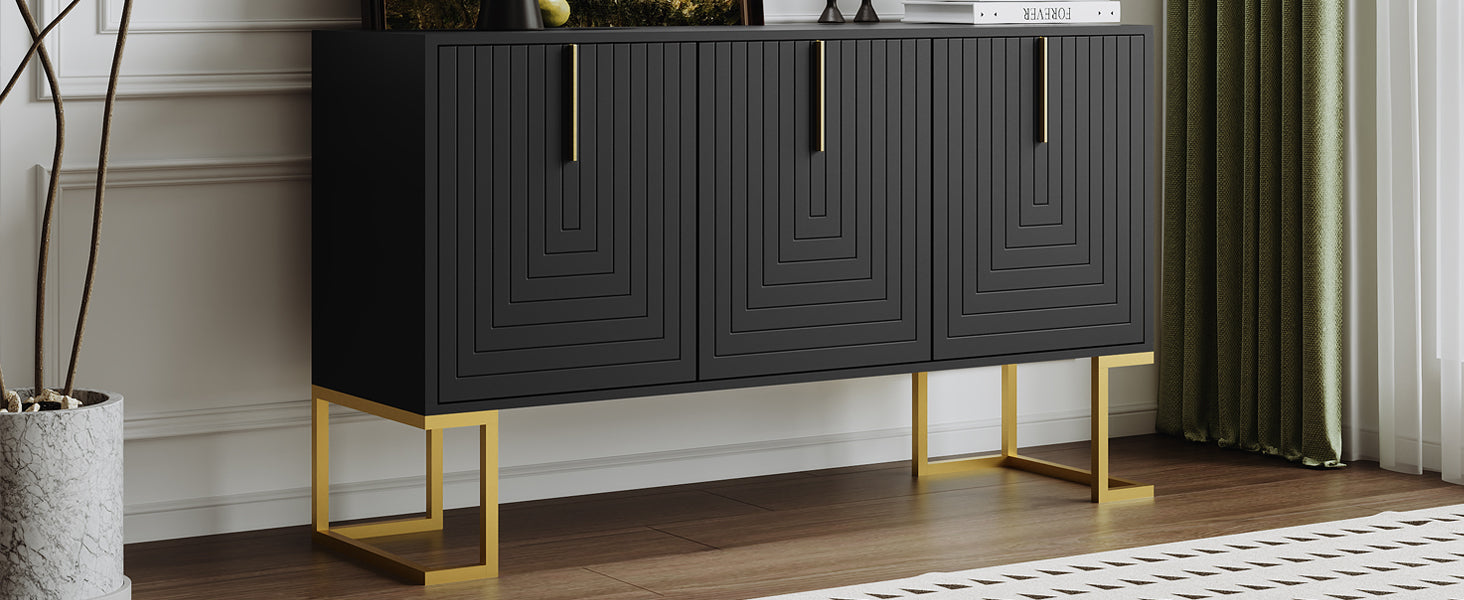 Logidon Dressoir 3 Deurs Zwart Met Verstelbare Planken
