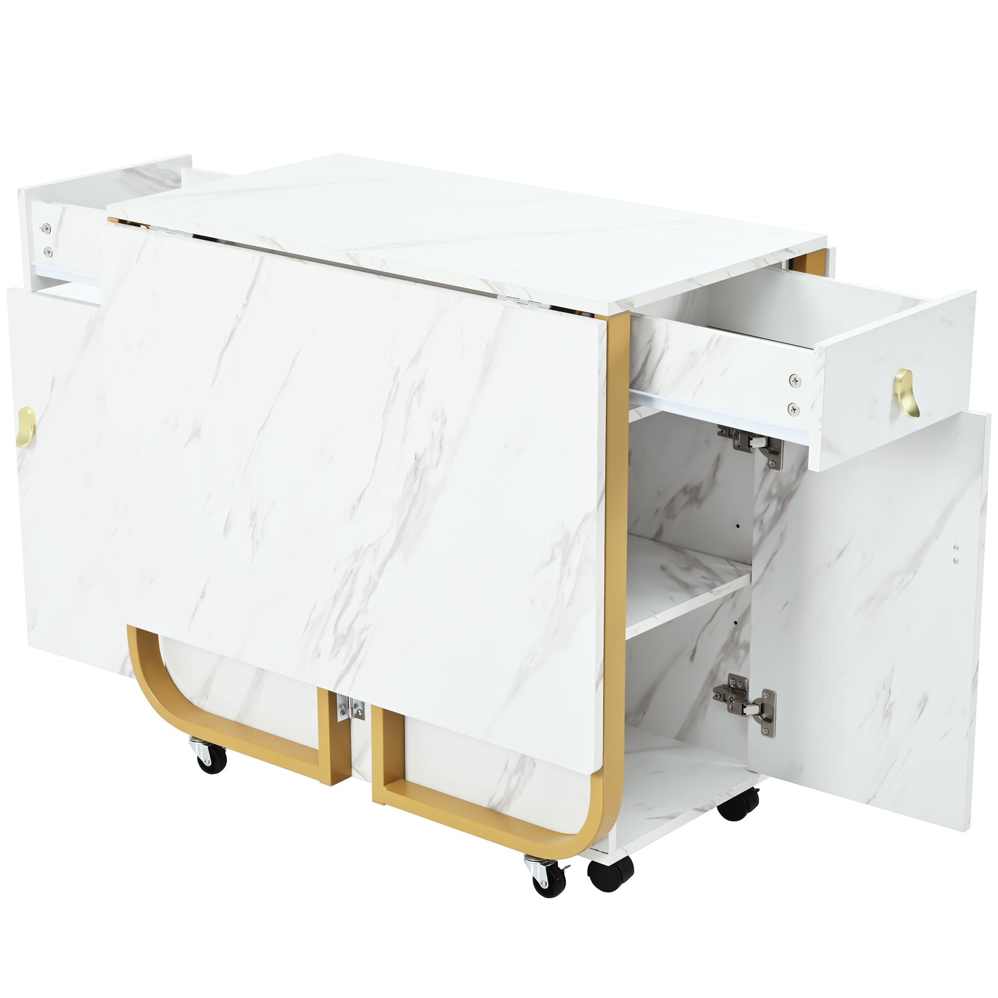 Logidon opklapbare eettafel wit 150 cm met kast en 2 lades