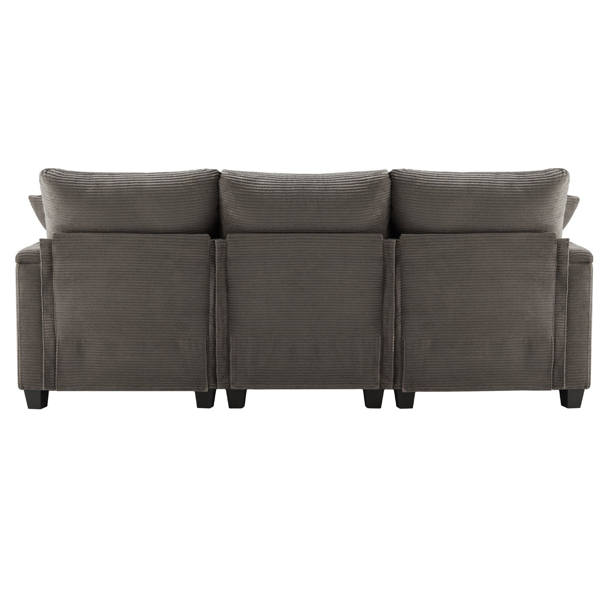 Logidon L-vorm Hoekbank Donkergrijs Corduroy Met USB-oplader