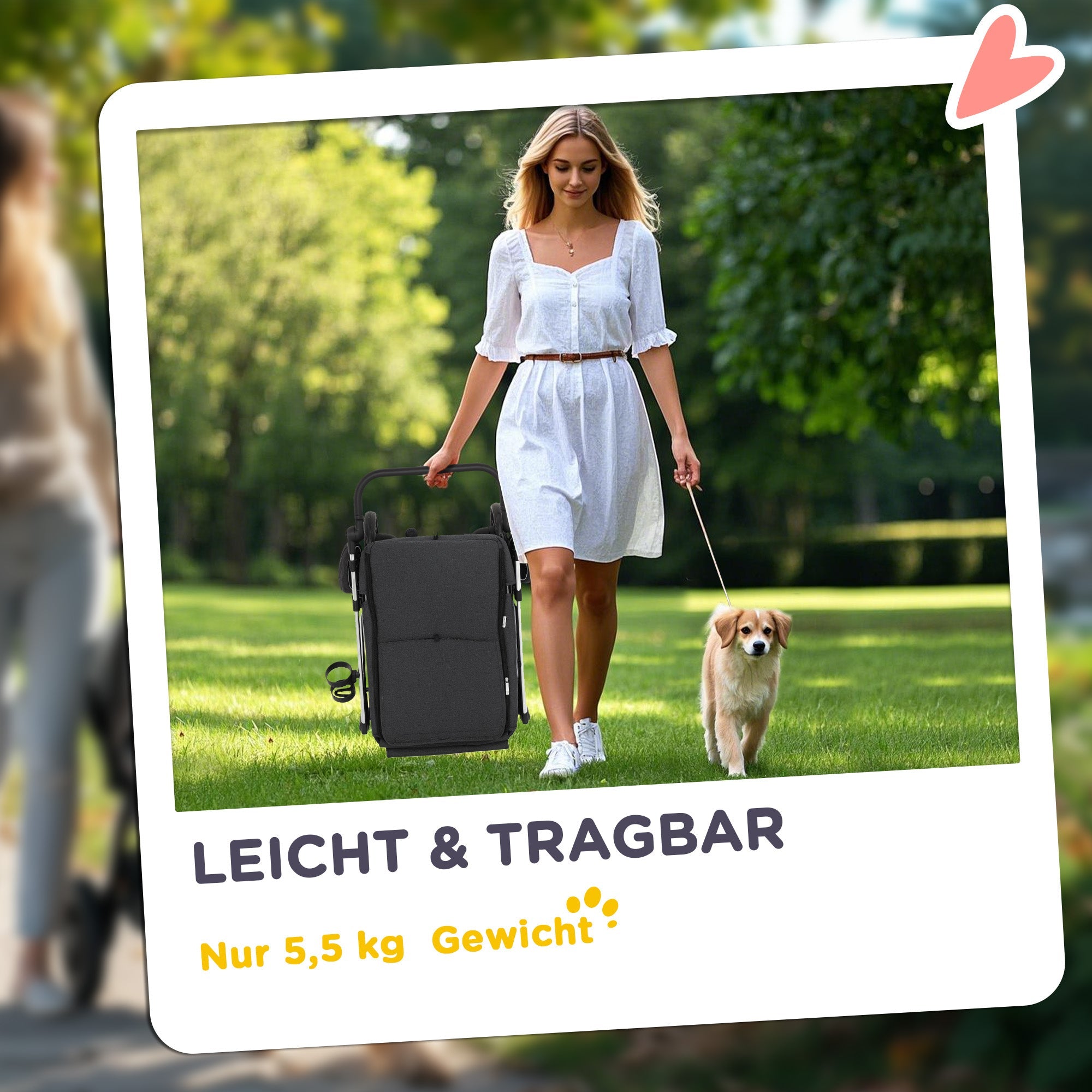 Logidon Hondenkar Lichtgewicht Aluminium Buggy Opvouwbaar tot 10 kg Grijs