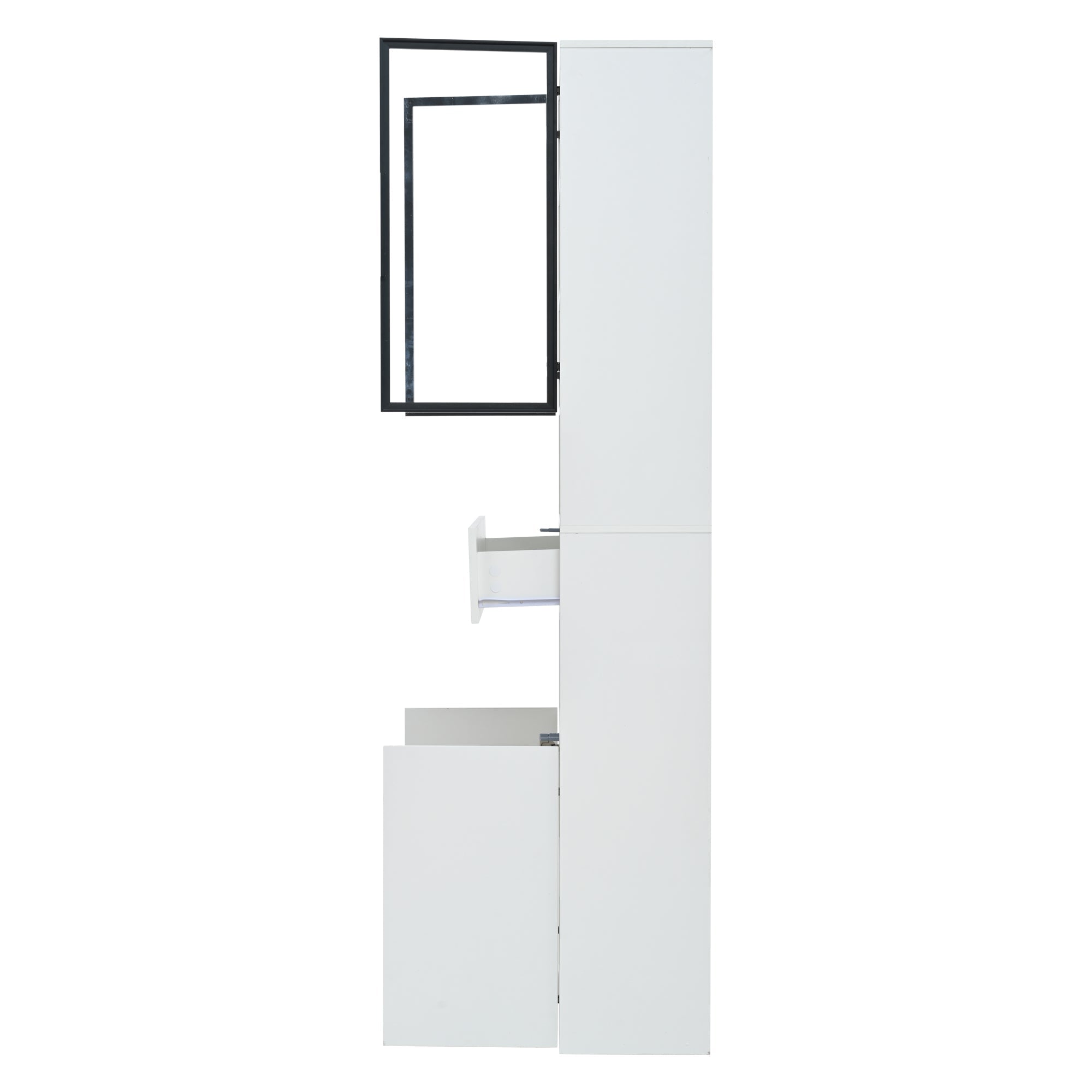 Logidon vitrinekast 70x30x200 cm witte LED glazen vitrinekast met lade